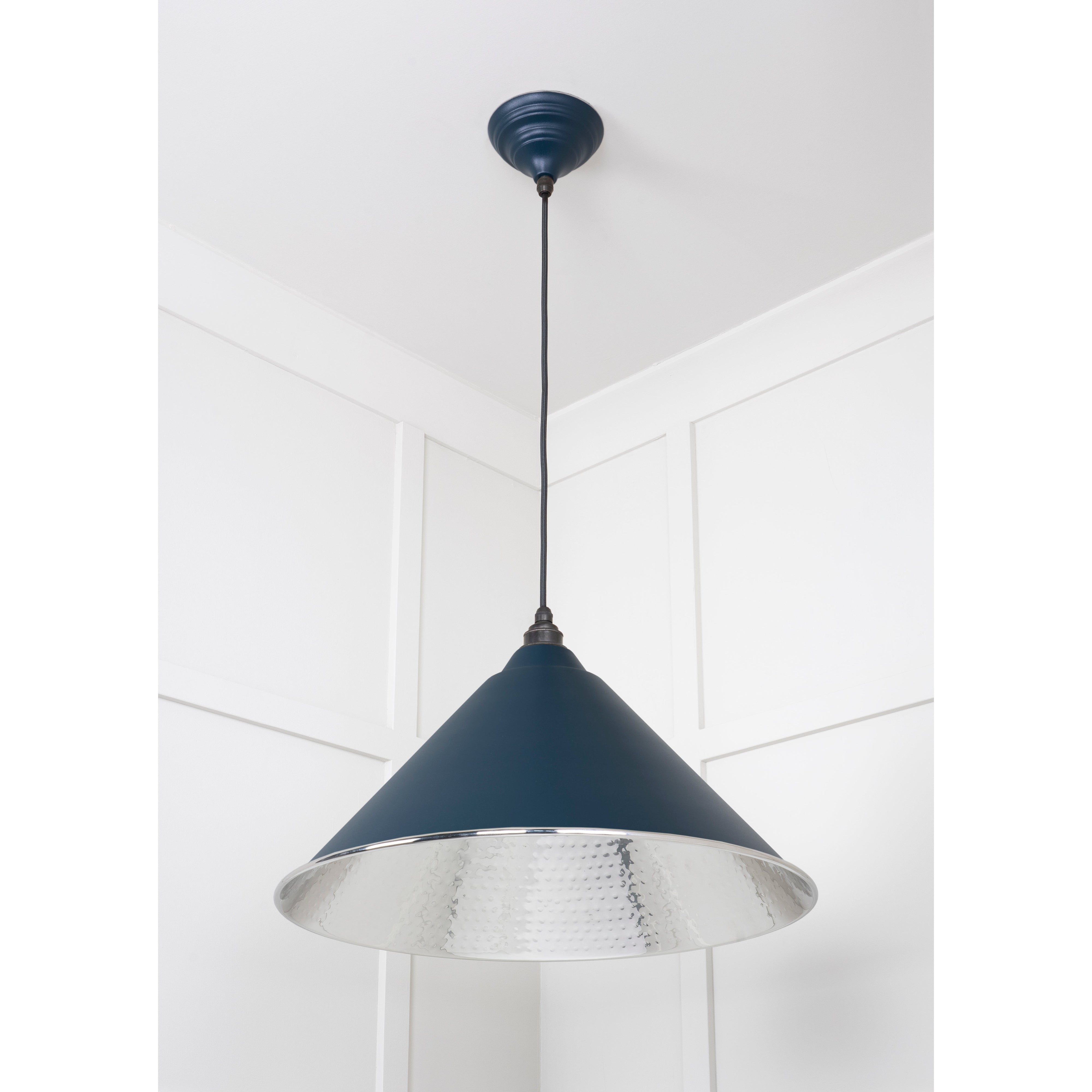 Hammered Nickel Hockley Pendant in Dusk | From The Anvil-Hockley-Yester Home