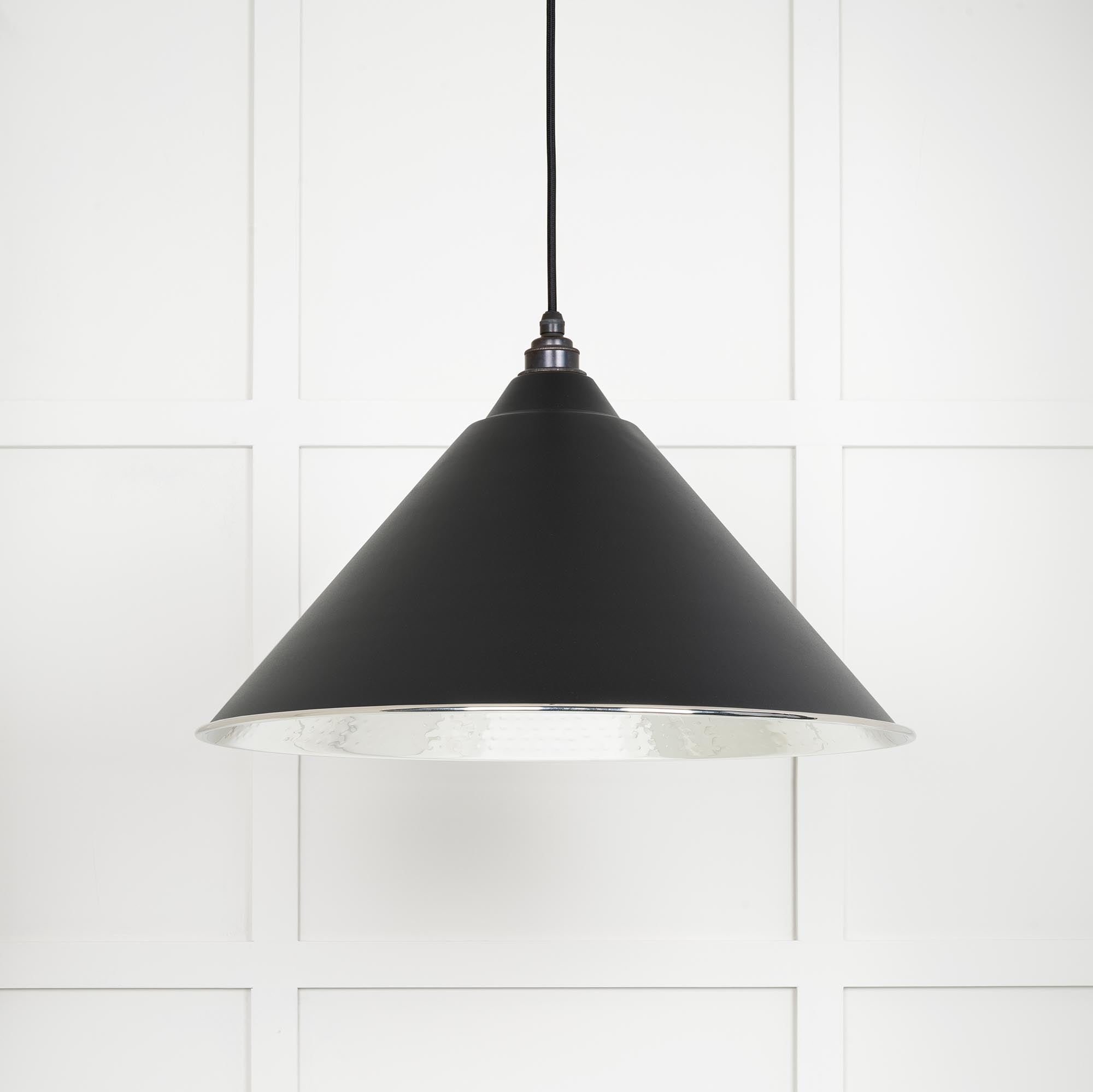 Hammered Nickel Hockley Pendant in Elan Black | From The Anvil - Hockley - From The Anvil - Yester Home