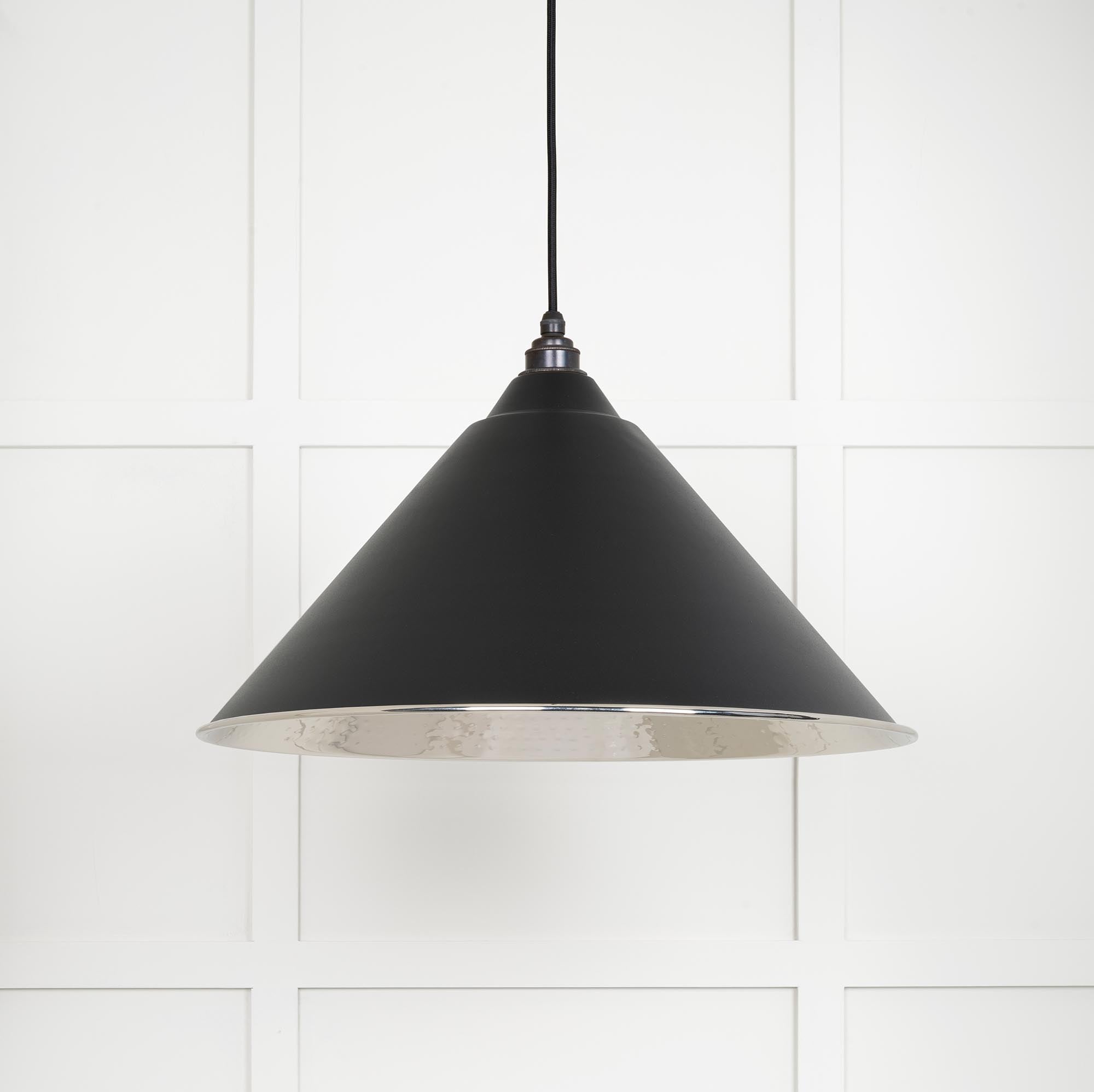 Hammered Nickel Hockley Pendant in Elan Black | From The Anvil - Hockley - From The Anvil - Yester Home