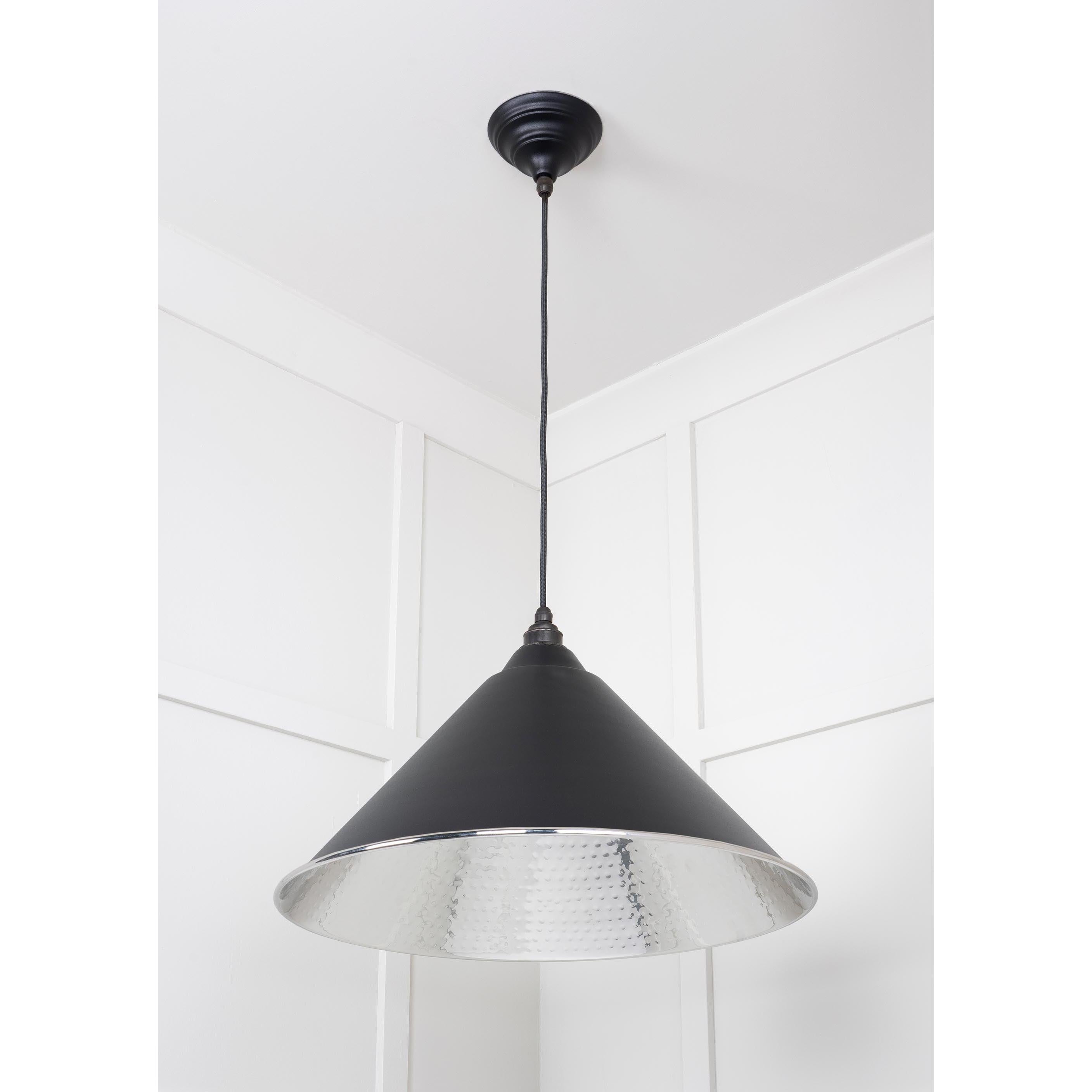 Hammered Nickel Hockley Pendant in Elan Black | From The Anvil - Hockley - From The Anvil - Yester Home