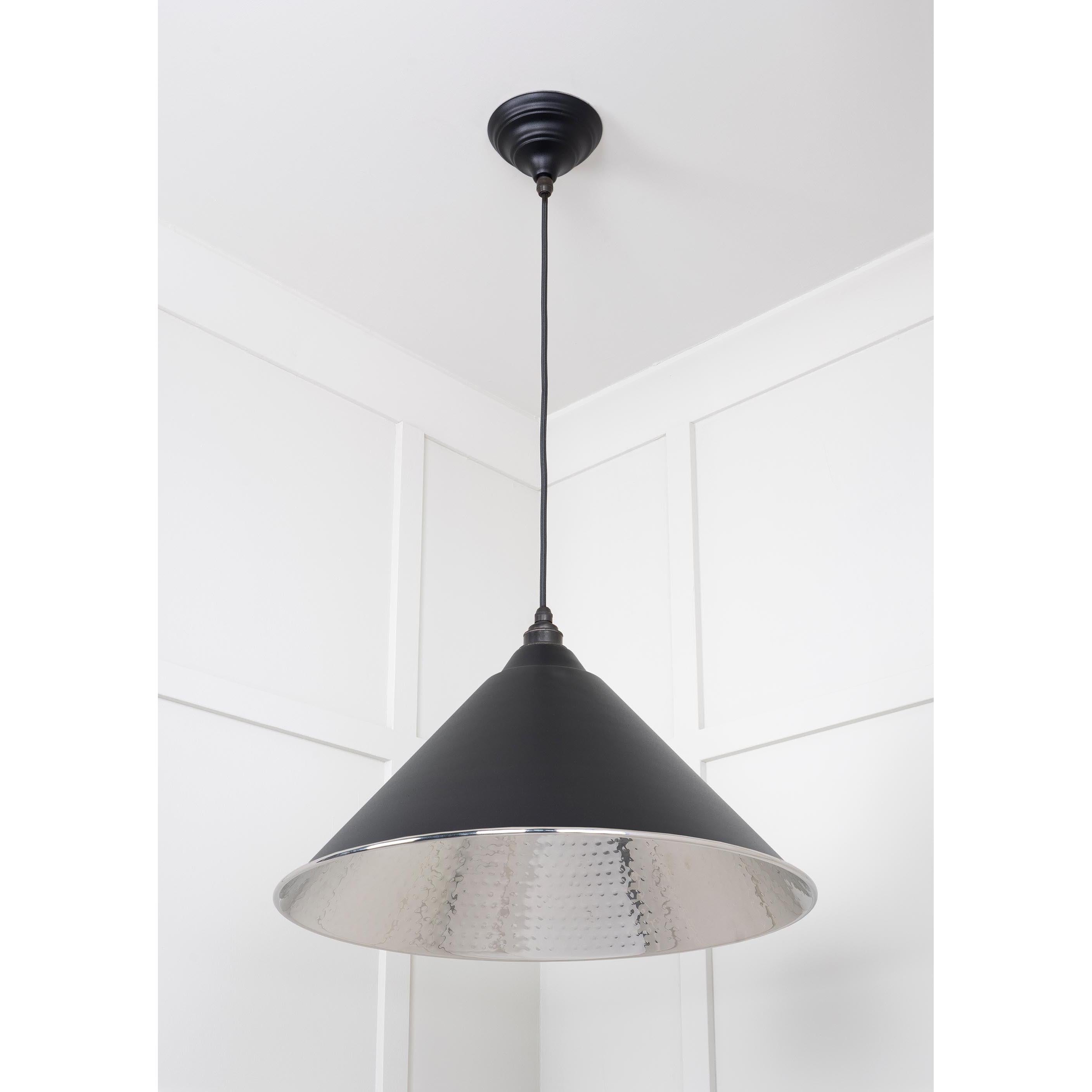 Hammered Nickel Hockley Pendant in Elan Black | From The Anvil - Hockley - From The Anvil - Yester Home