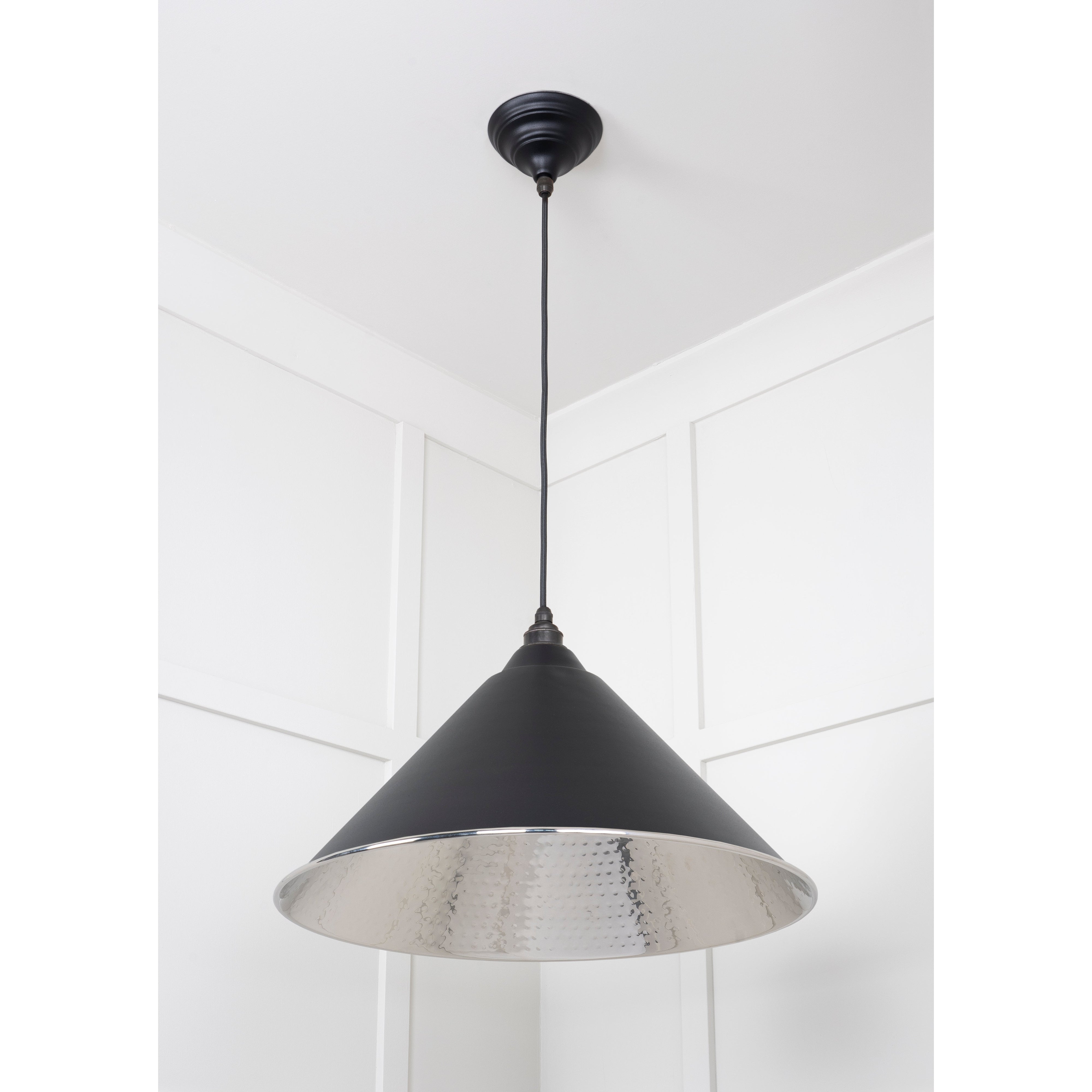 Hammered Nickel Hockley Pendant in Elan Black | From The Anvil-Hockley-Yester Home