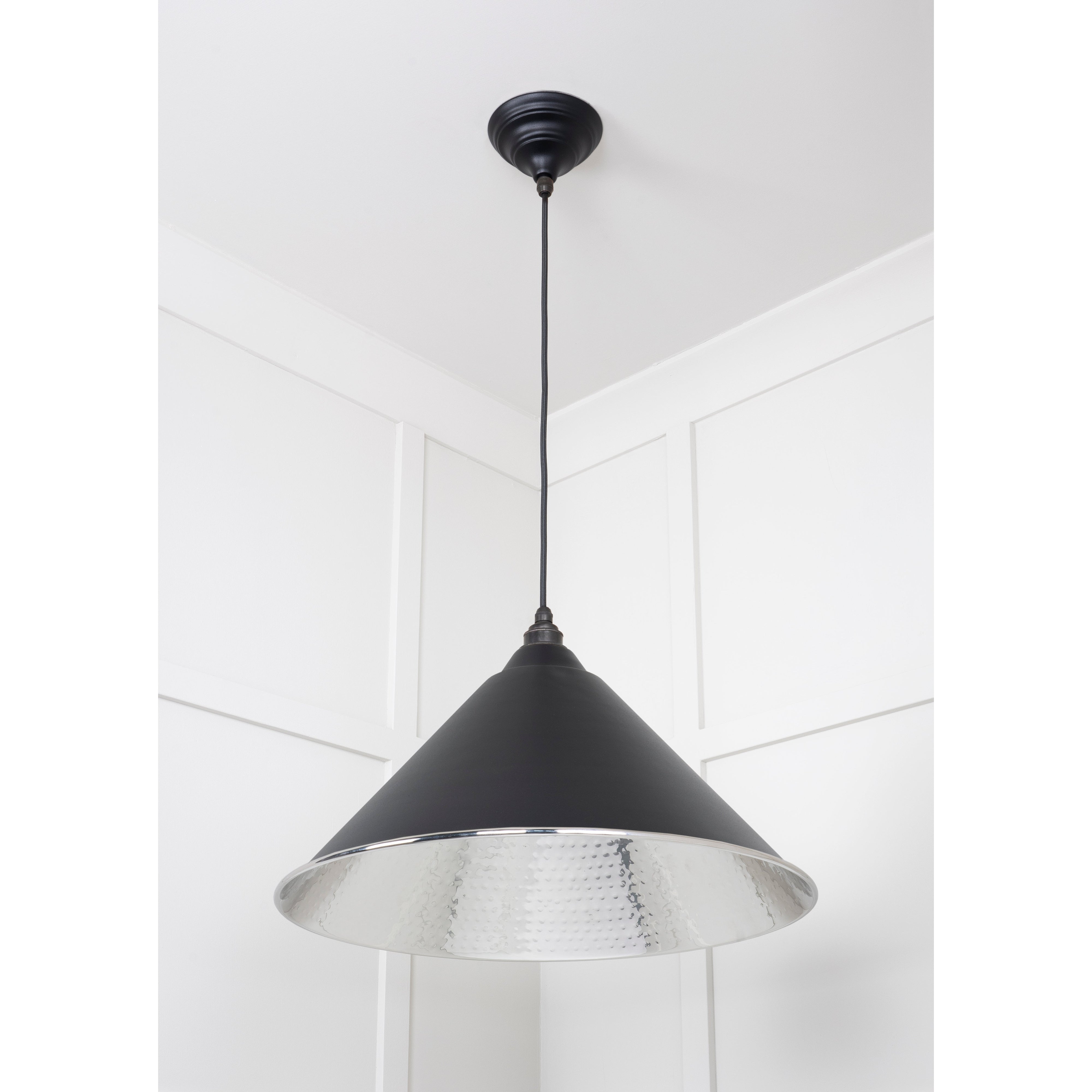 Hammered Nickel Hockley Pendant in Elan Black | From The Anvil-Hockley-Yester Home