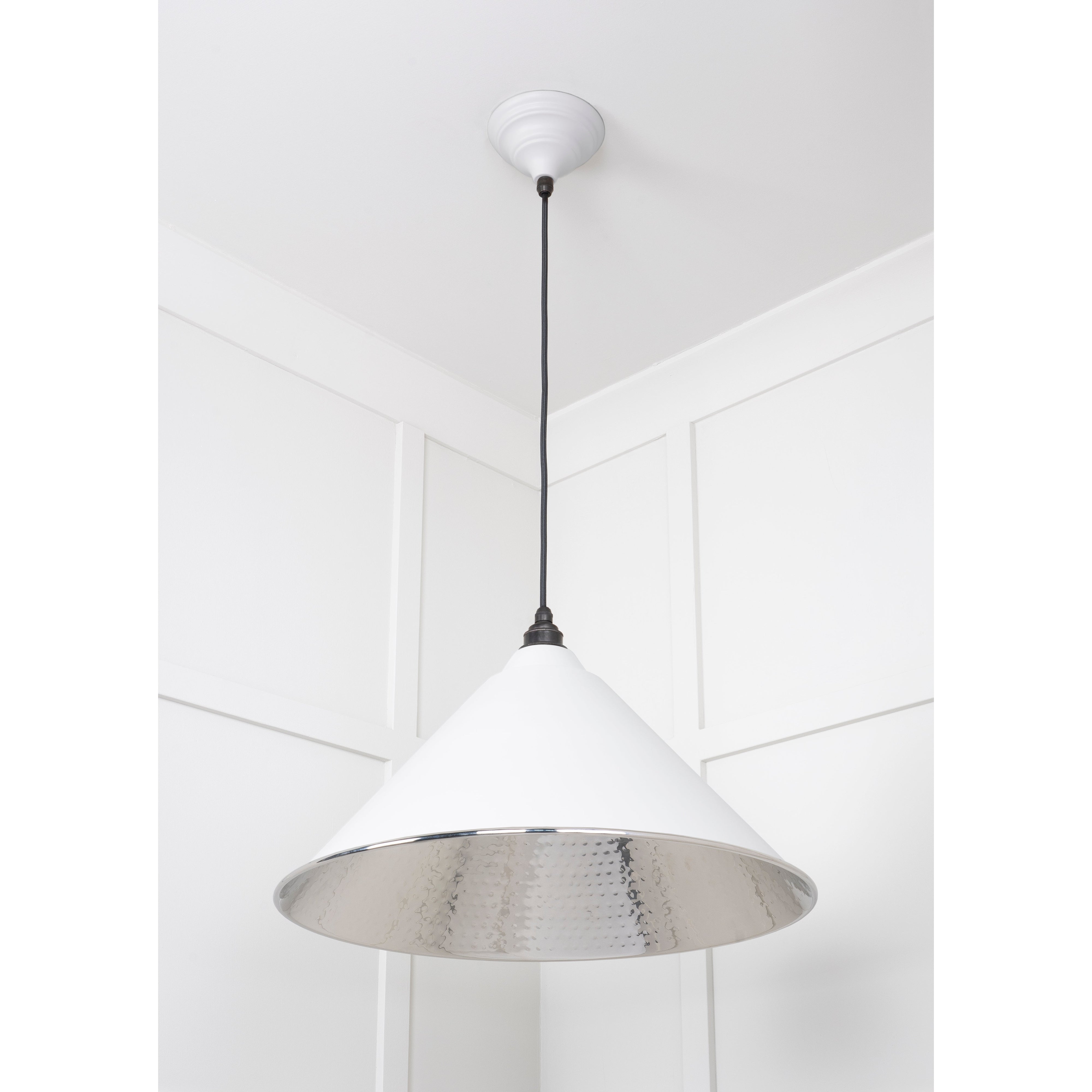 Hammered Nickel Hockley Pendant in Flock | From The Anvil-Hockley-Yester Home