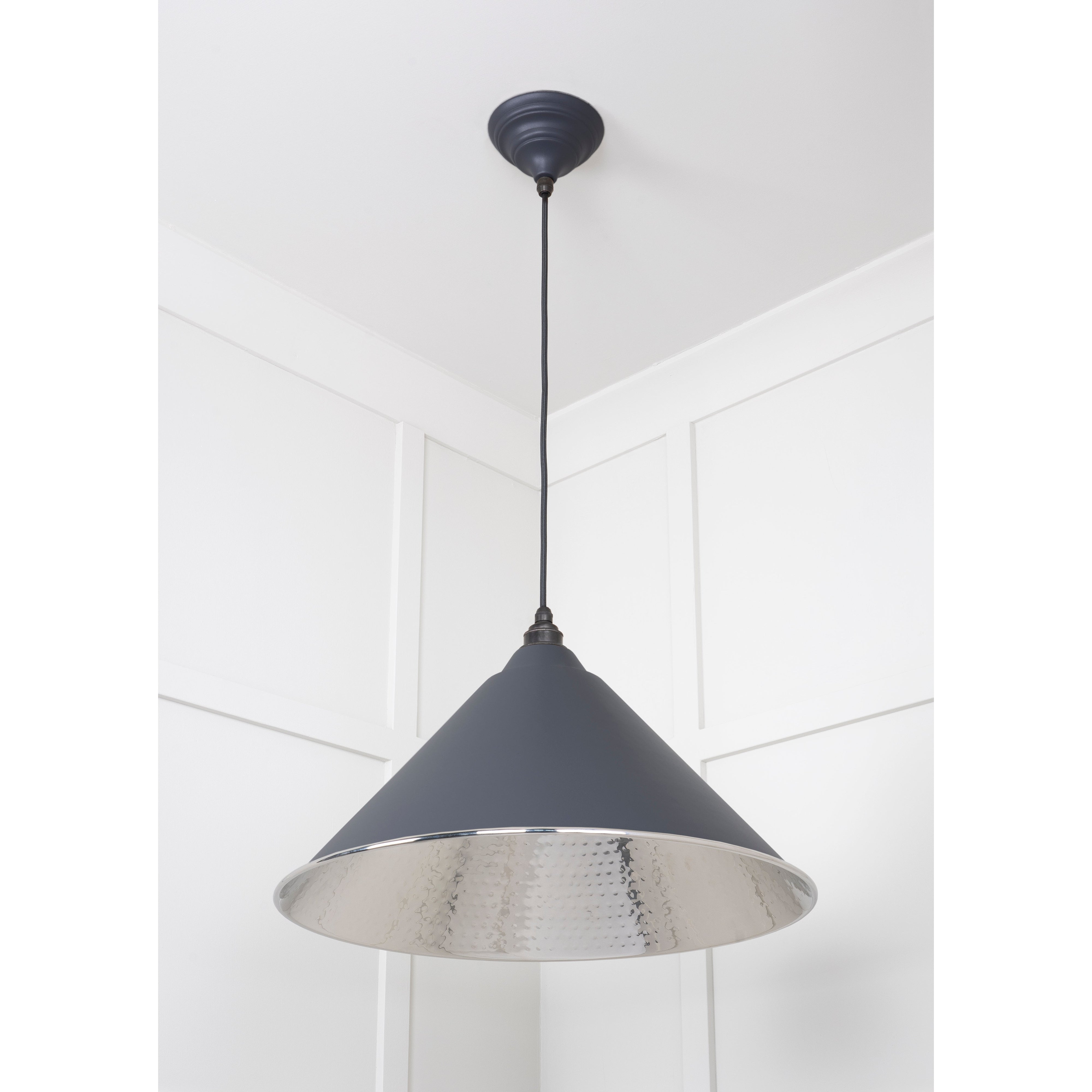 Hammered Nickel Hockley Pendant in Slate | From The Anvil-Hockley-Yester Home
