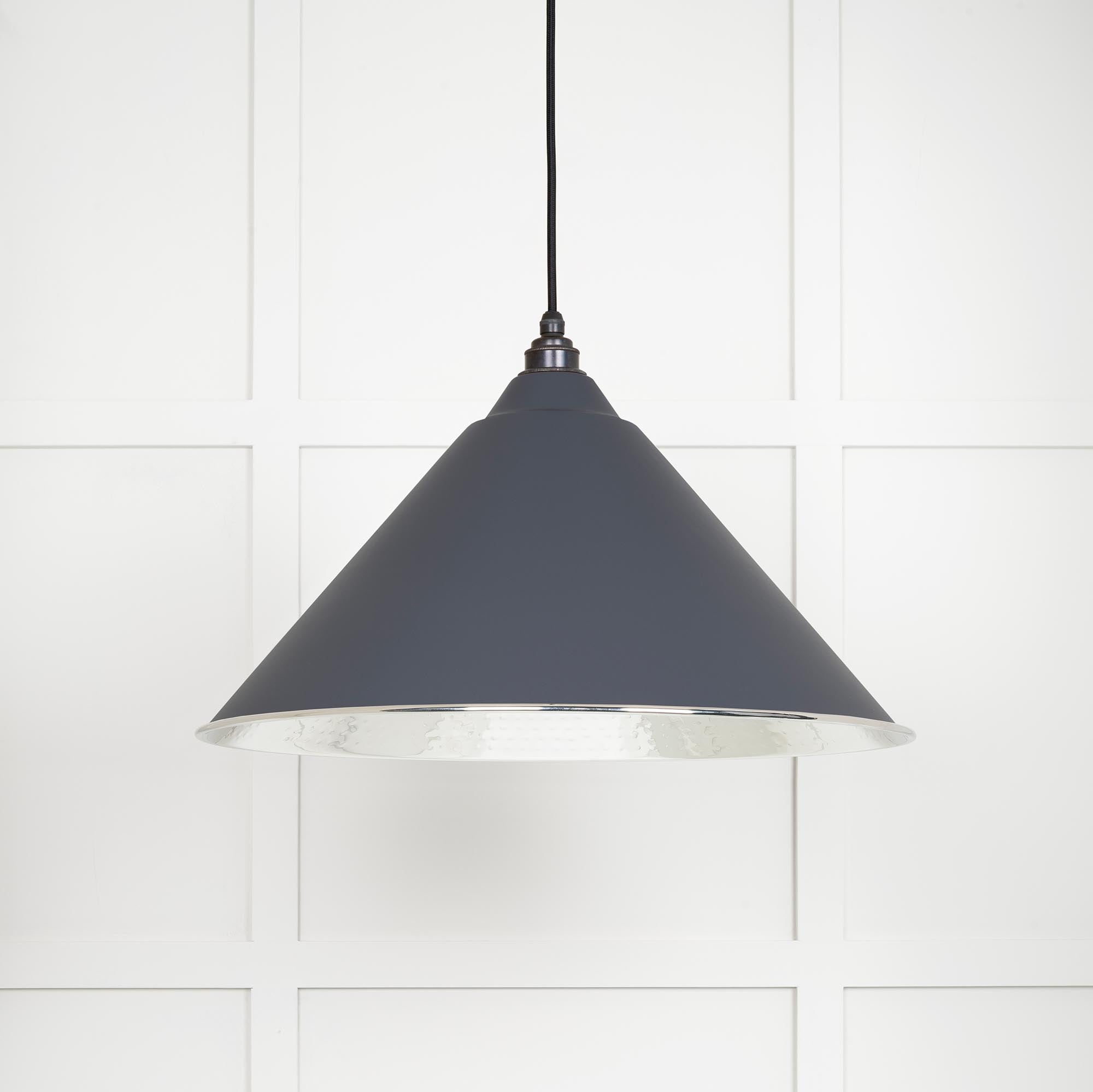 Hammered Nickel Hockley Pendant in Slate | From The Anvil - Hockley - From The Anvil - Yester Home