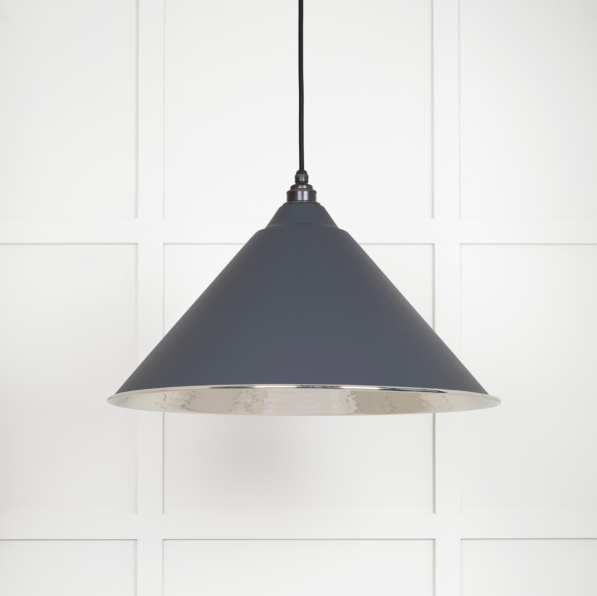 Hammered Nickel Hockley Pendant in Slate | From The Anvil - Hockley - From The Anvil - Yester Home
