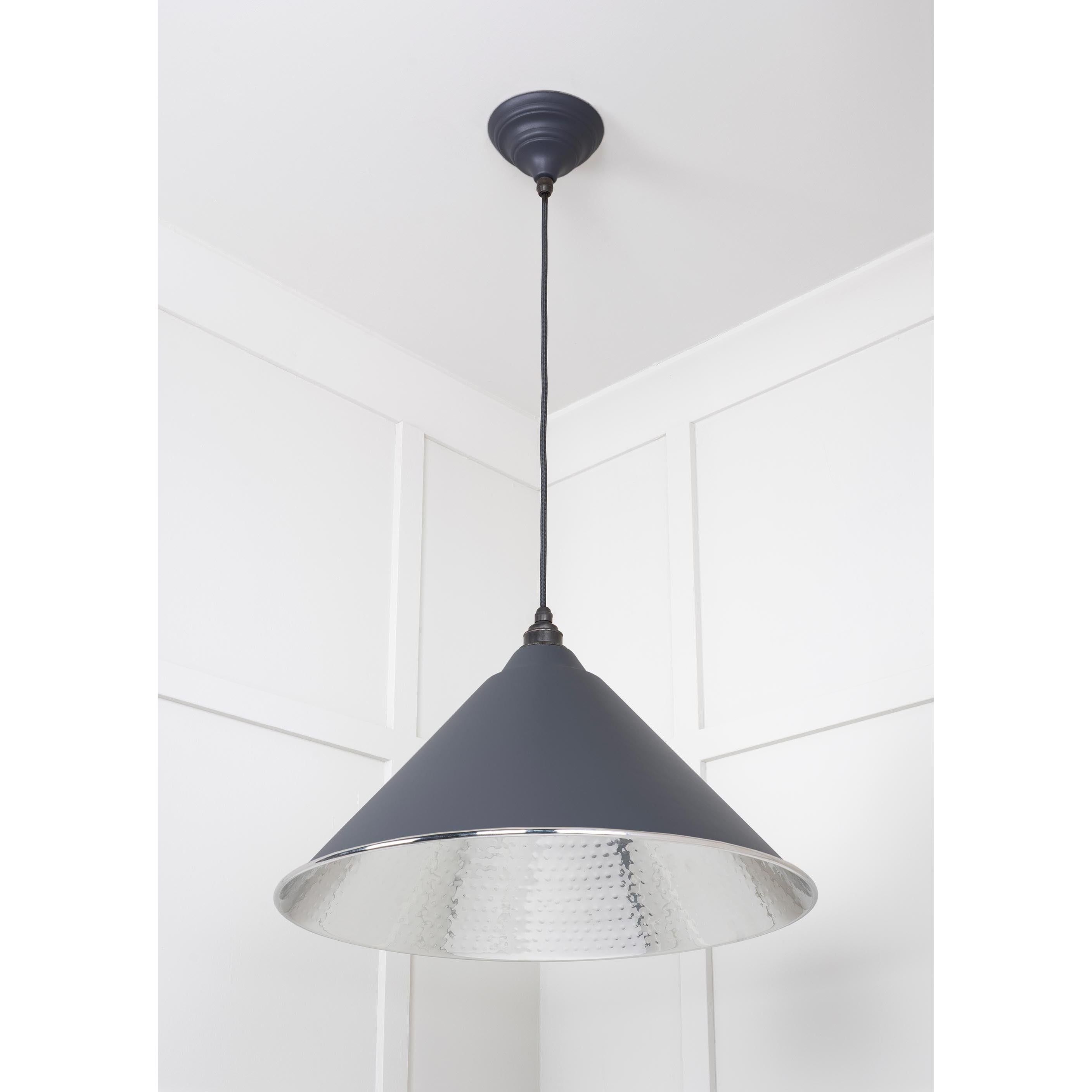 Hammered Nickel Hockley Pendant in Slate | From The Anvil - Hockley - From The Anvil - Yester Home