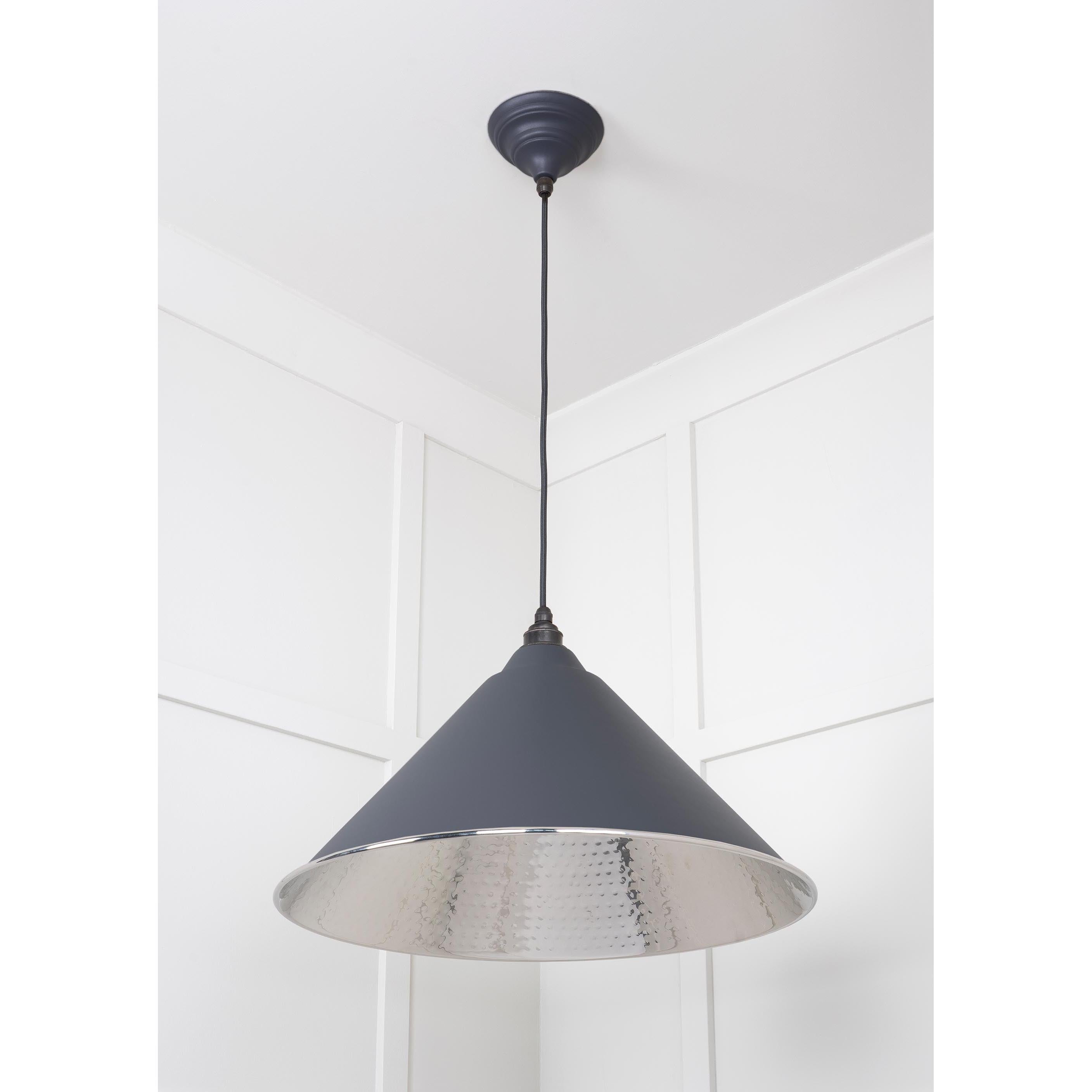 Hammered Nickel Hockley Pendant in Slate | From The Anvil - Hockley - From The Anvil - Yester Home