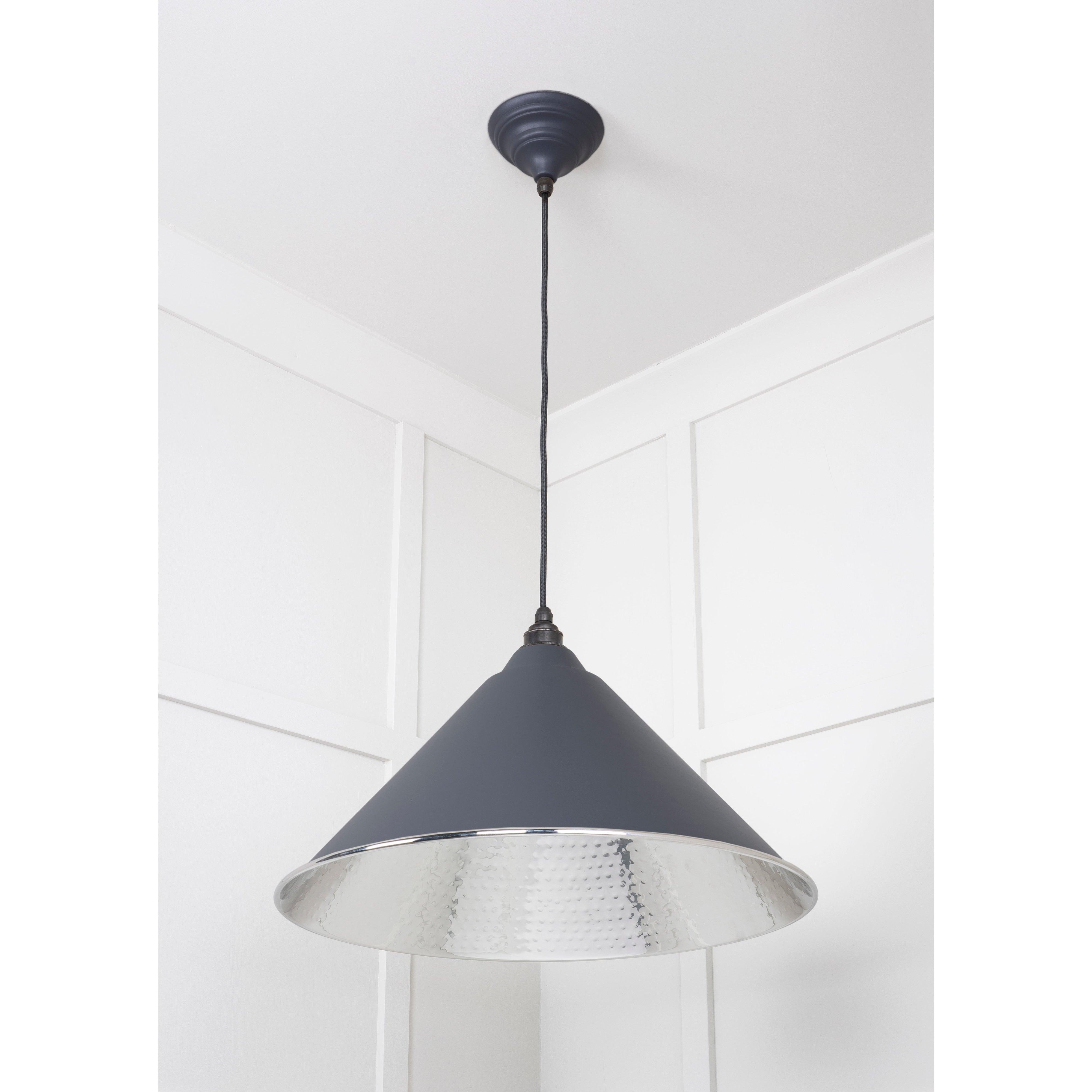 Hammered Nickel Hockley Pendant in Slate | From The Anvil-Hockley-Yester Home