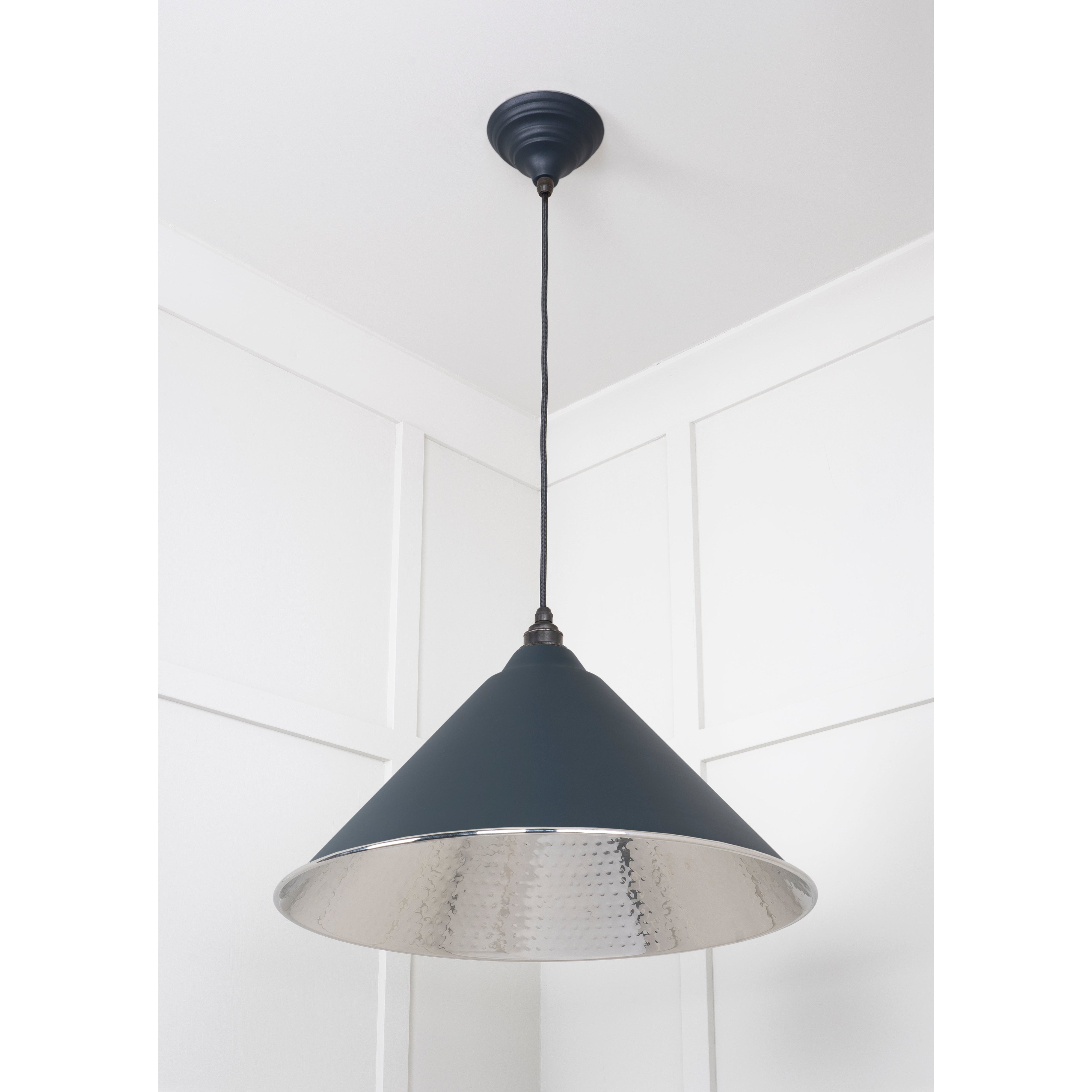Hammered Nickel Hockley Pendant in Soot | From The Anvil-Hockley-Yester Home