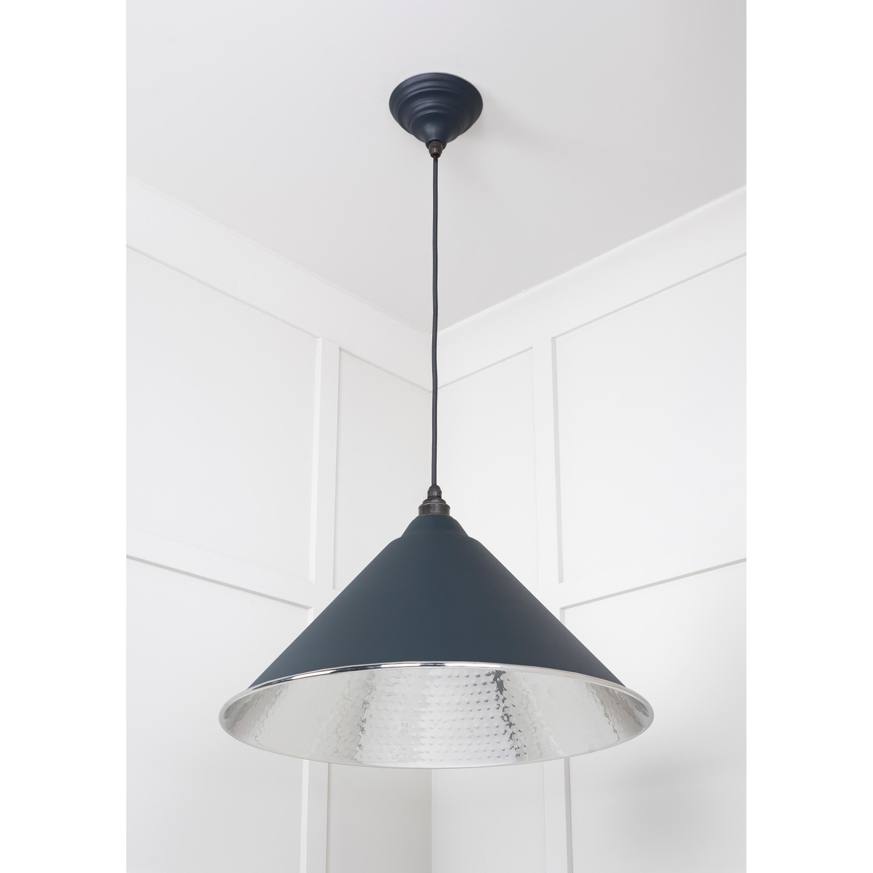 Hammered Nickel Hockley Pendant in Soot | From The Anvil - Hockley - From The Anvil - Yester Home