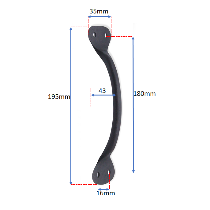Hammered Pull Handle Large Matt Black-Cupboard Pulls-Yester Home