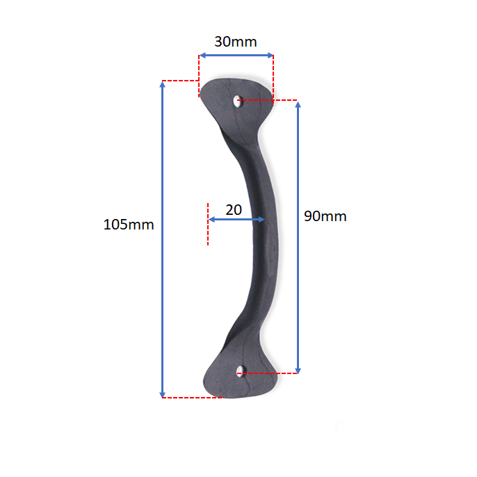 Hammered Pull Handle Small Matt Black-Cupboard Pulls-Yester Home
