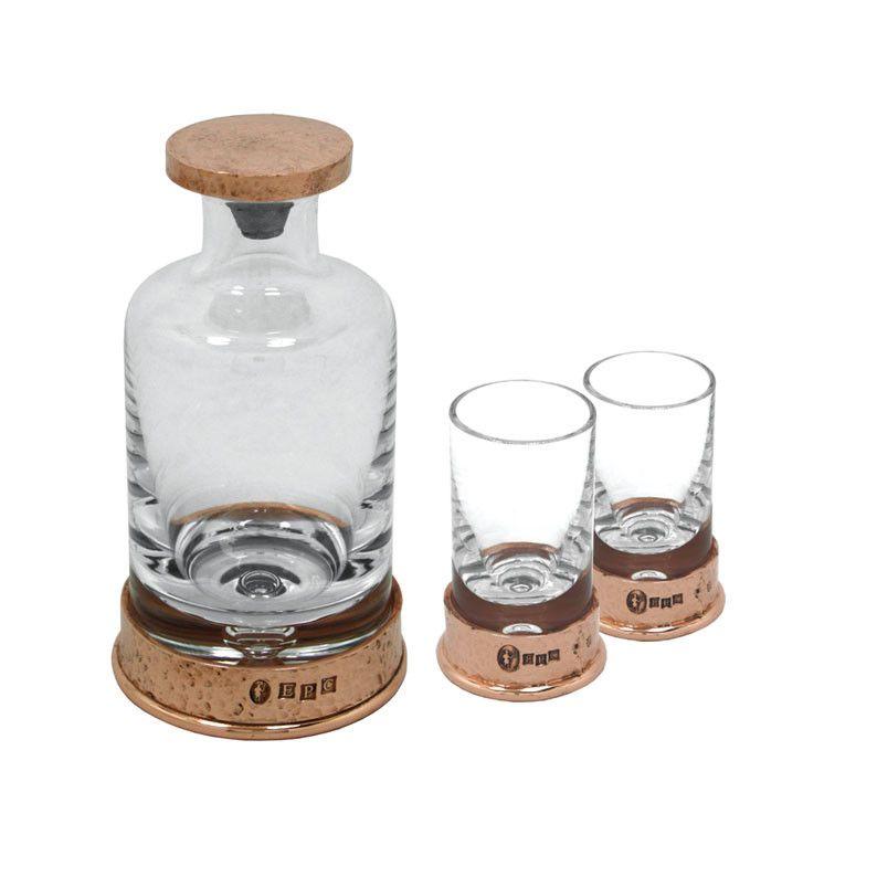 Hammered Rose Pewter Mini Decanter Set-Decanters-Yester Home