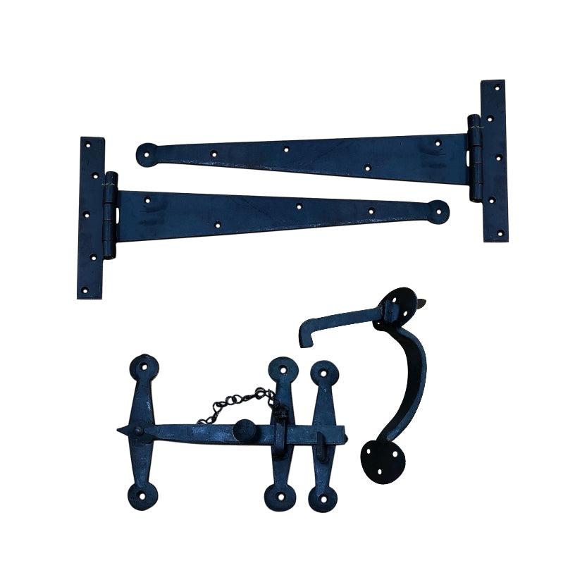Heavy Duty Handforged Door Hardware Kit Beeswax-Handforged Latches & Hinges-Yester Home