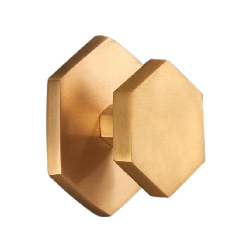 Hexagonal Centre Door Knob Satin Brass-Centre Door Knobs-Yester Home