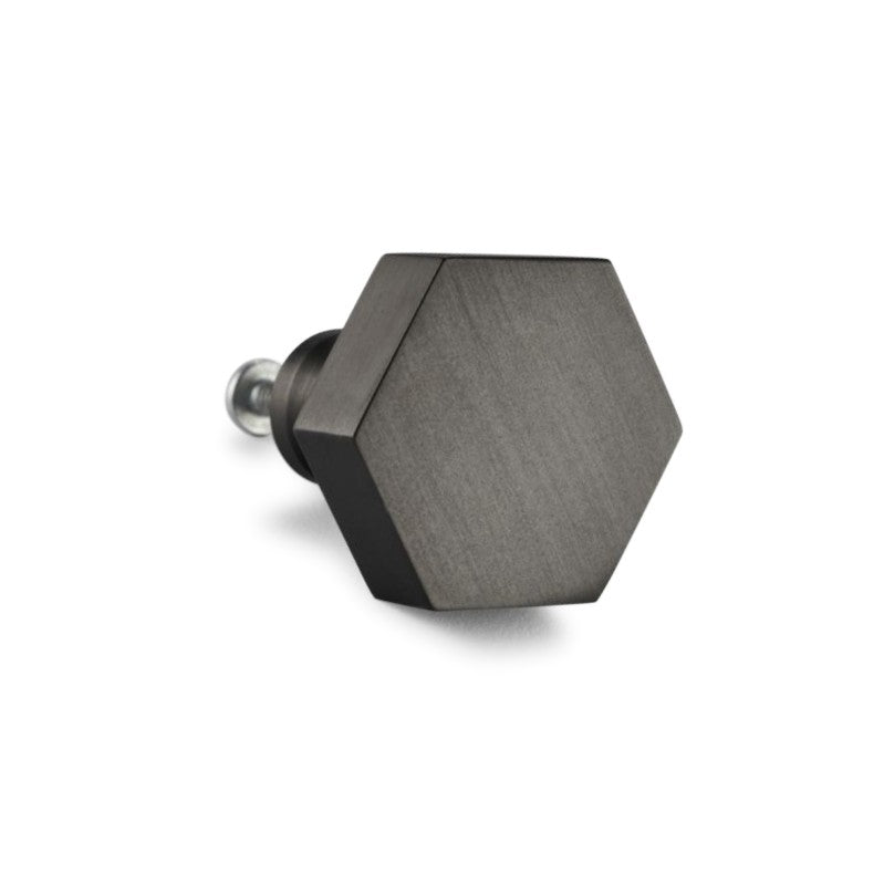 Hexagonal Cupboard Knob Gunmetal Grey-Cupboard Knobs-Yester Home