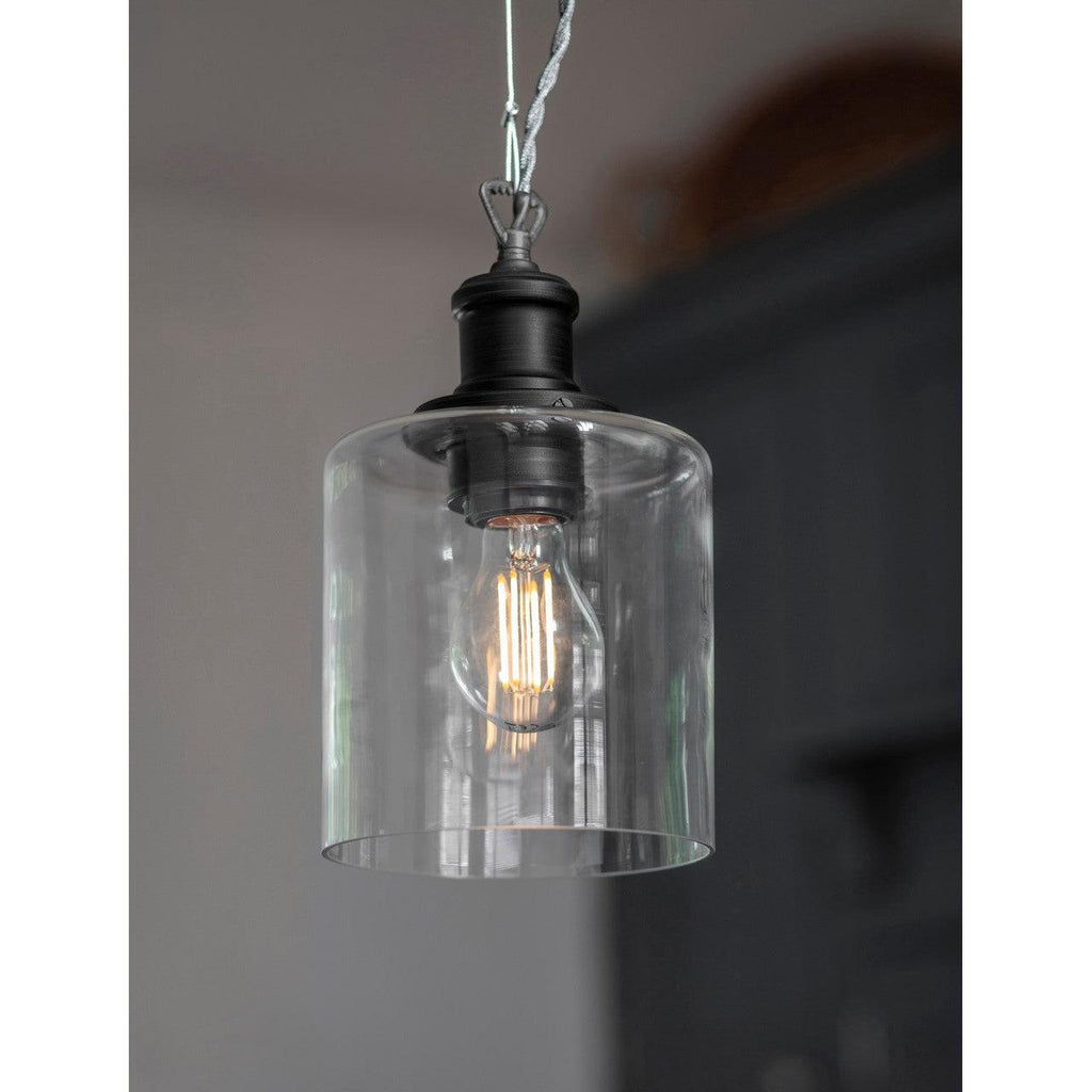 Hoxton Cylinder Pendant Light in Black - Steel-Pendant & Ceiling Lights-Yester Home