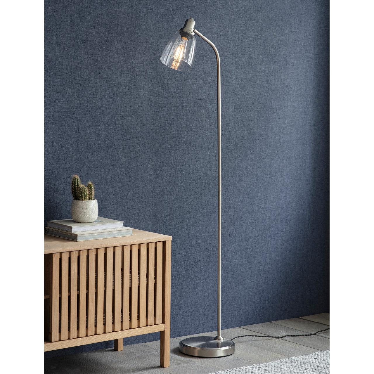 Hoxton Dome Floor Lamp in Satin Nickel-Floor Lights-Yester Home