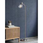 Hoxton Dome Floor Lamp in Satin Nickel-Floor Lights-Yester Home