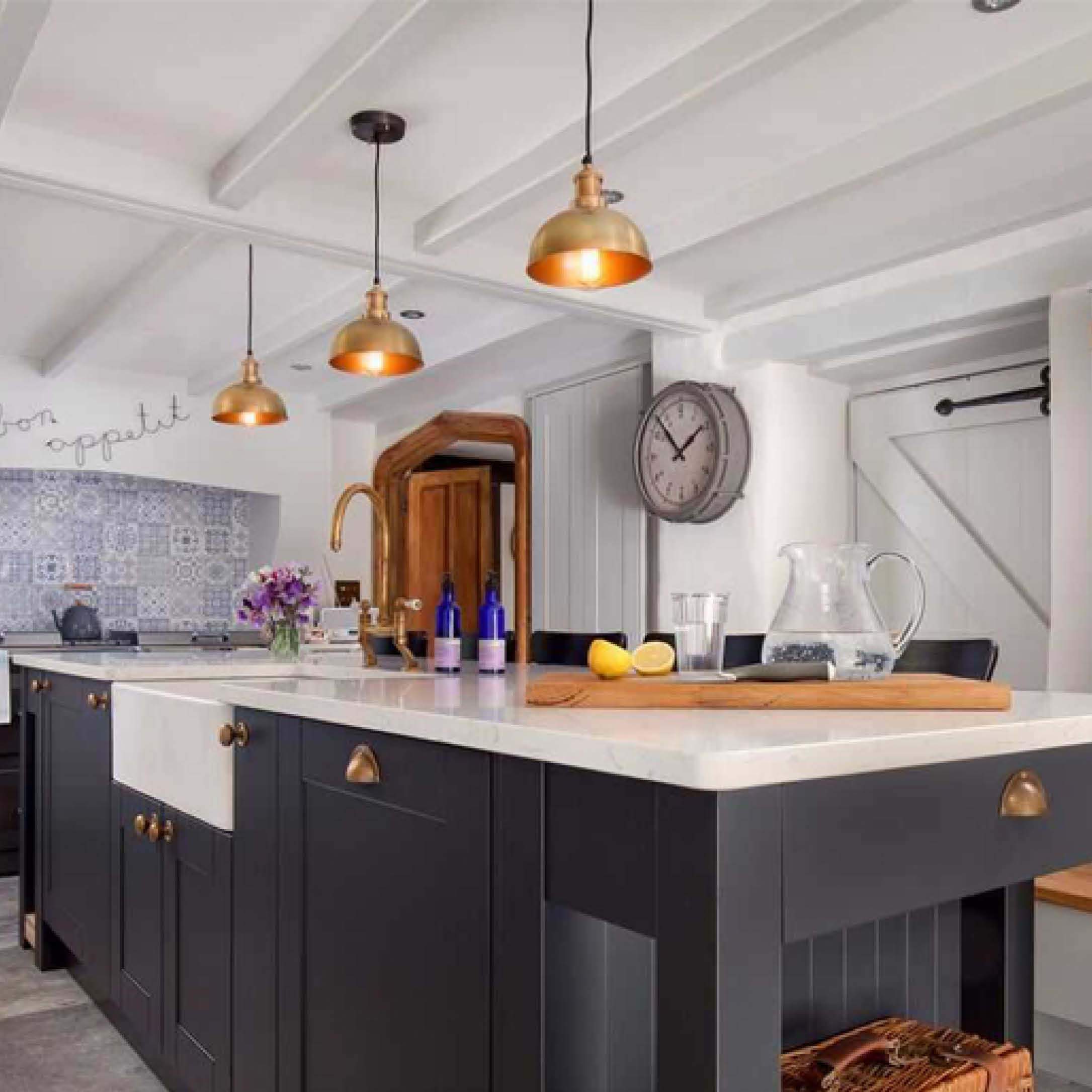 Industville Brooklyn Dome Pendant - 8 Inch - Brass-Ceiling Lights-Yester Home
