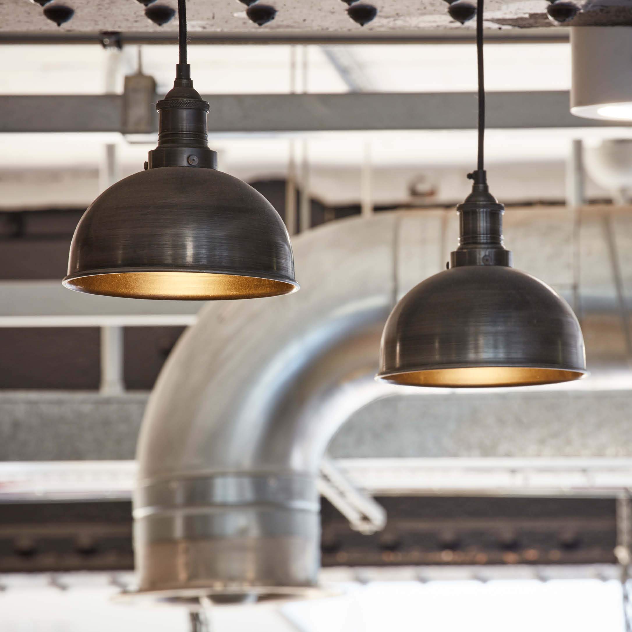 Industville Brooklyn Dome Pendant - 8 Inch - Pewter-Ceiling Lights-Yester Home
