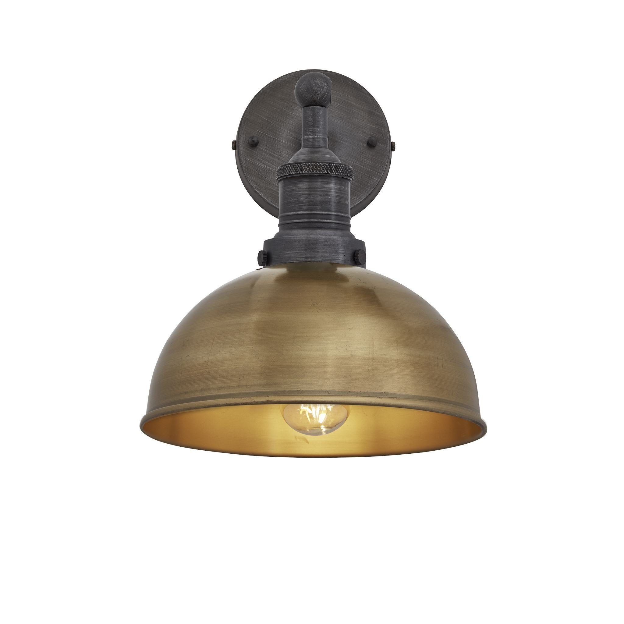 Industville Brooklyn Dome Wall Light - 8 Inch - Brass-Wall Lights-Yester Home
