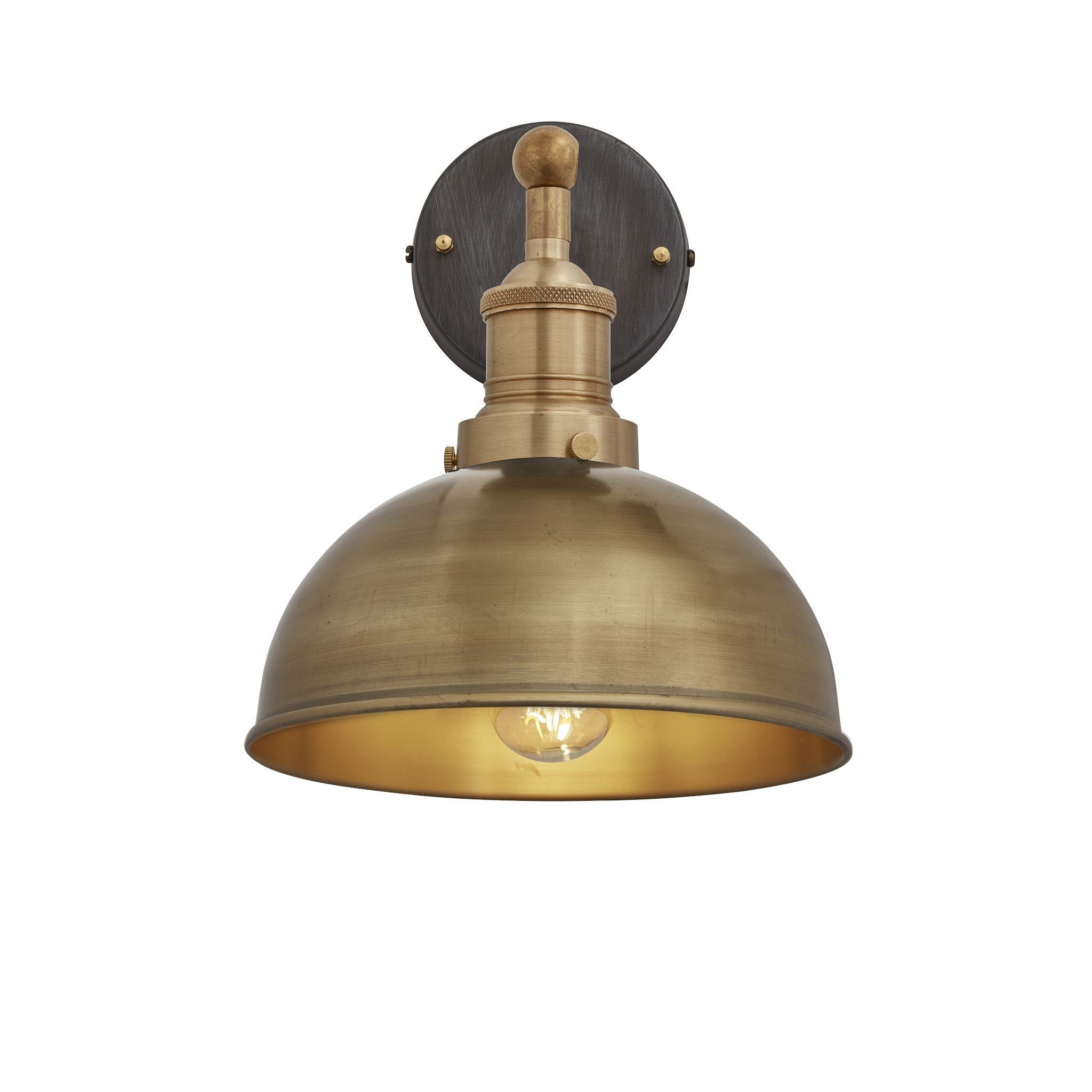 Industville Brooklyn Dome Wall Light - 8 Inch - Brass-Wall Lights-Yester Home