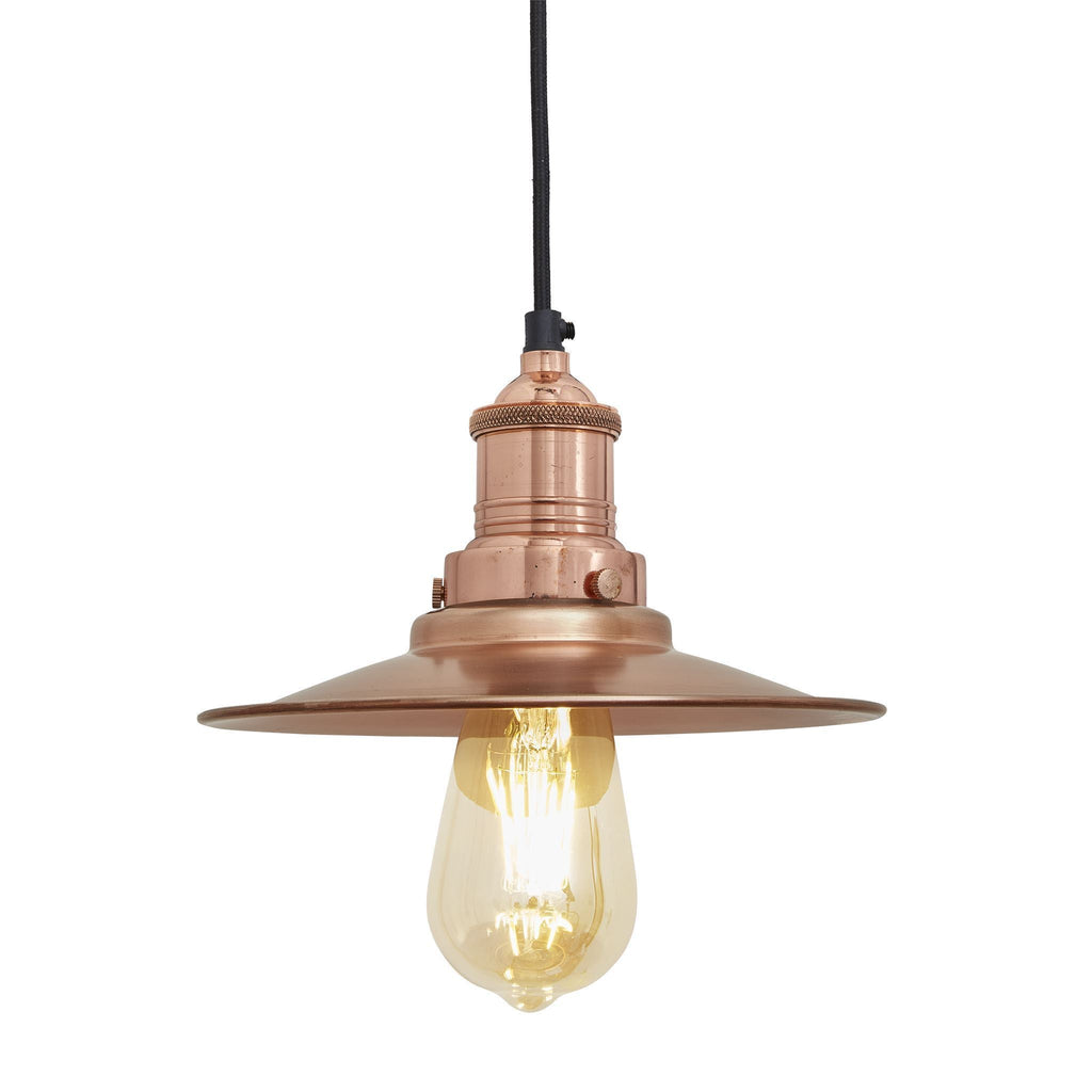 Industville Brooklyn Flat Pendant - 8 Inch - Copper-Ceiling Lights-Yester Home