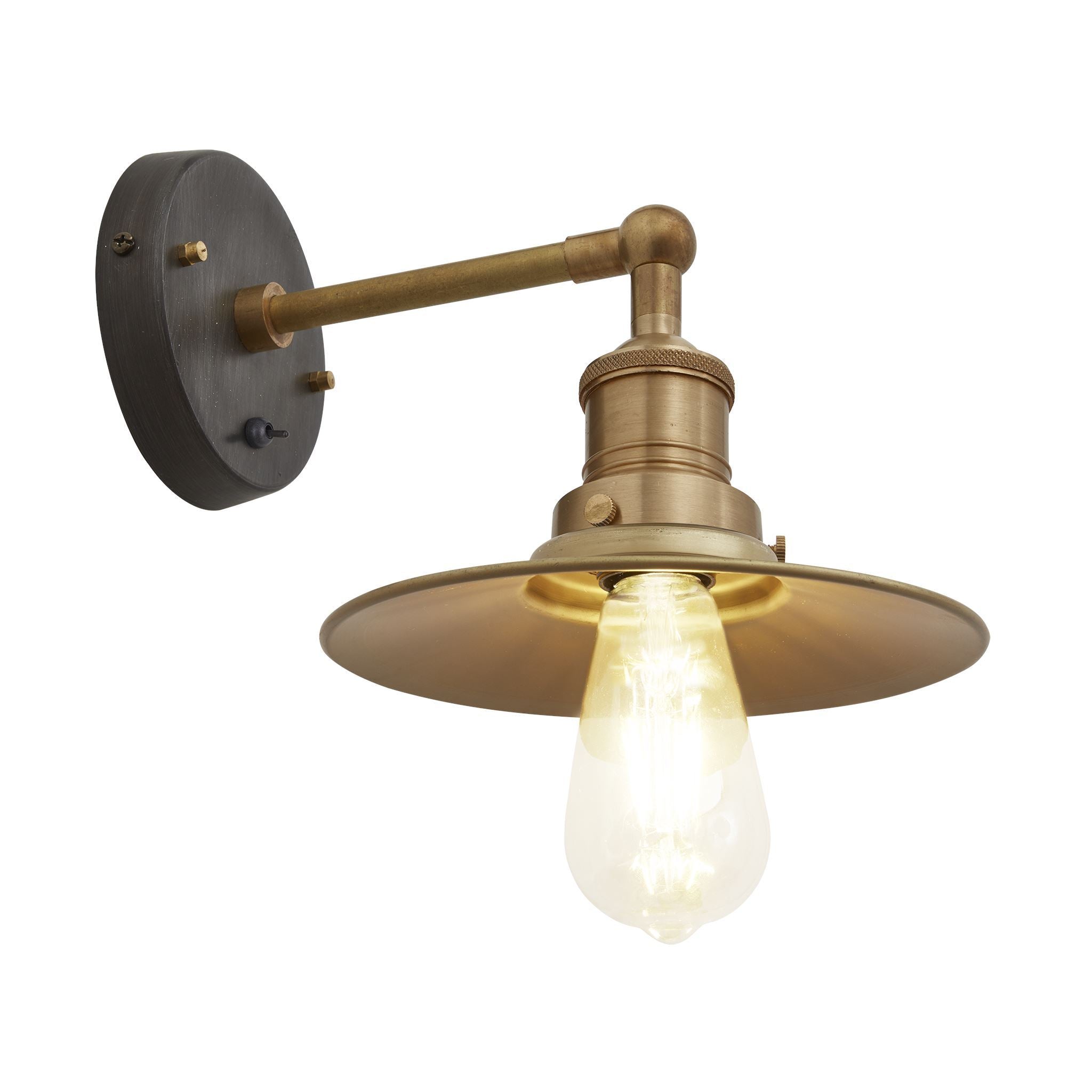 Industville Brooklyn Flat Wall Light - 8 Inch - Brass-Wall Lights-Yester Home