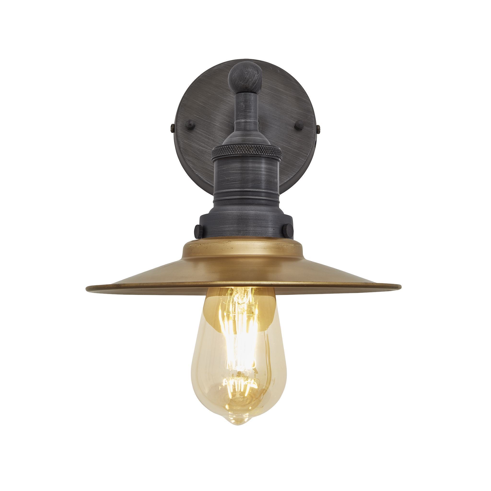 Industville Brooklyn Flat Wall Light - 8 Inch - Brass-Wall Lights-Yester Home