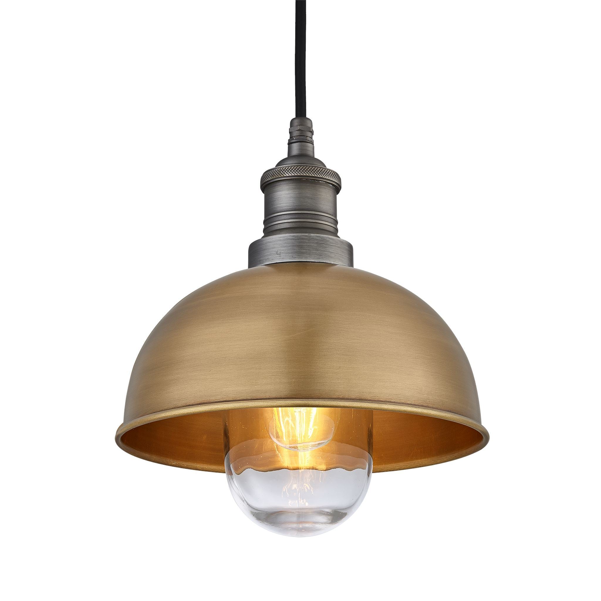 Industville Brooklyn Outdoor & Bathroom Dome Pendant - 8 Inch - Brass-Outdoor Lighting-Yester Home