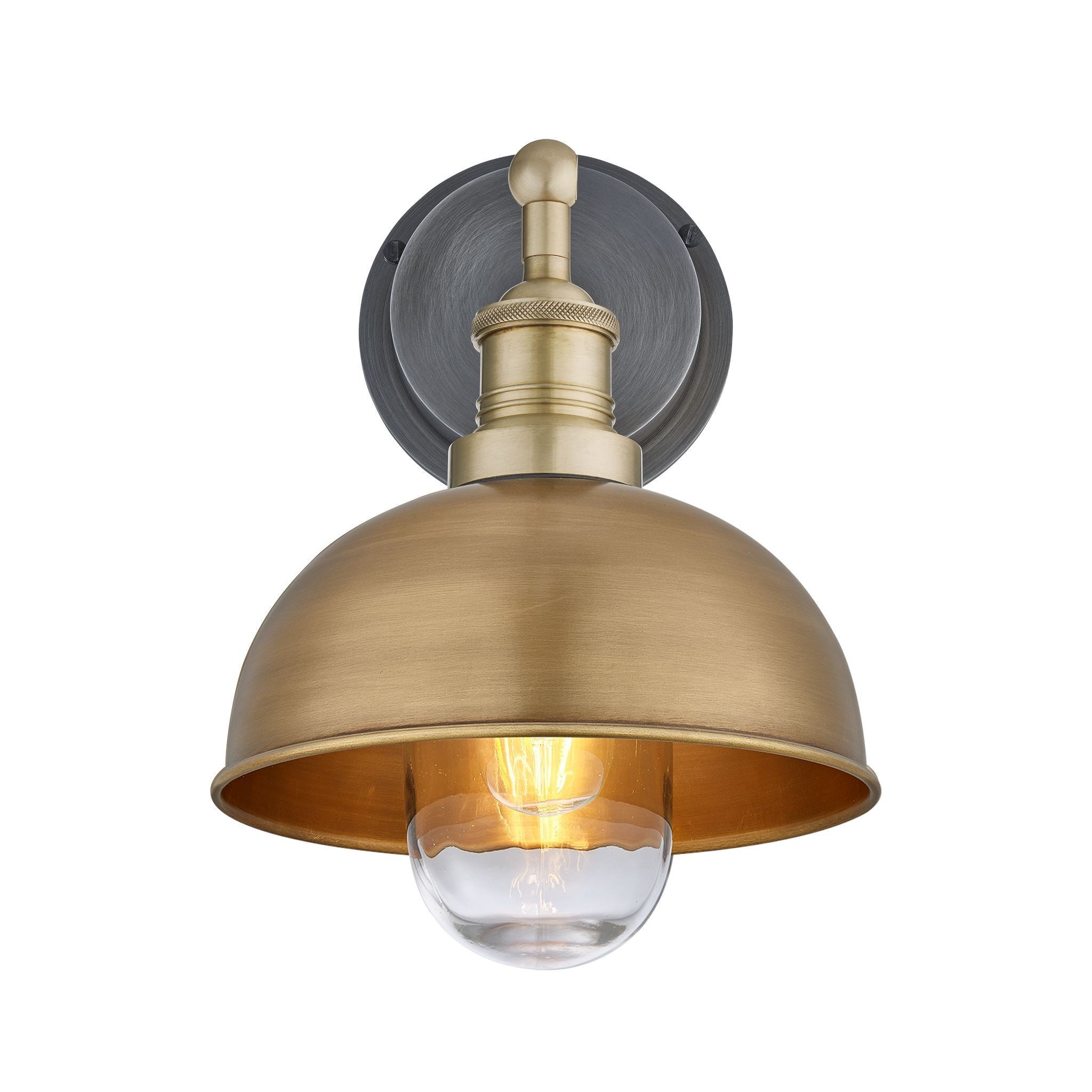Industville Brooklyn Outdoor & Bathroom Dome Wall Light - 8 Inch - Brass-Outdoor Lighting-Yester Home