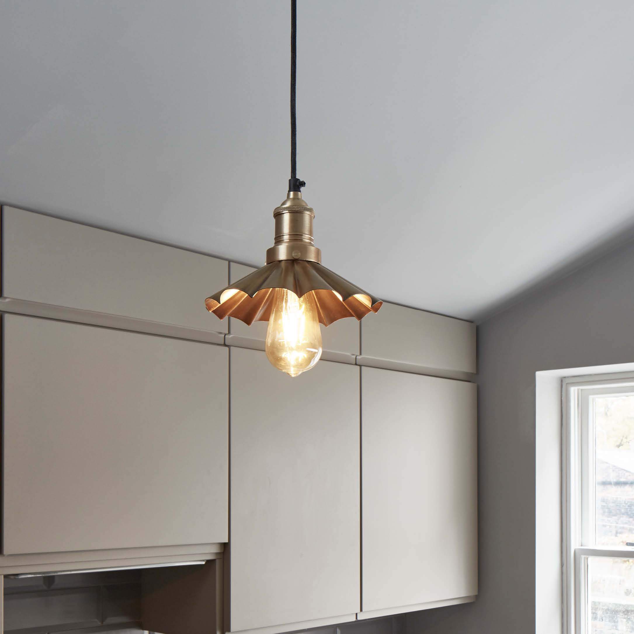 Industville Brooklyn Umbrella Pendant - 8 Inch - Brass-Ceiling Lights-Yester Home