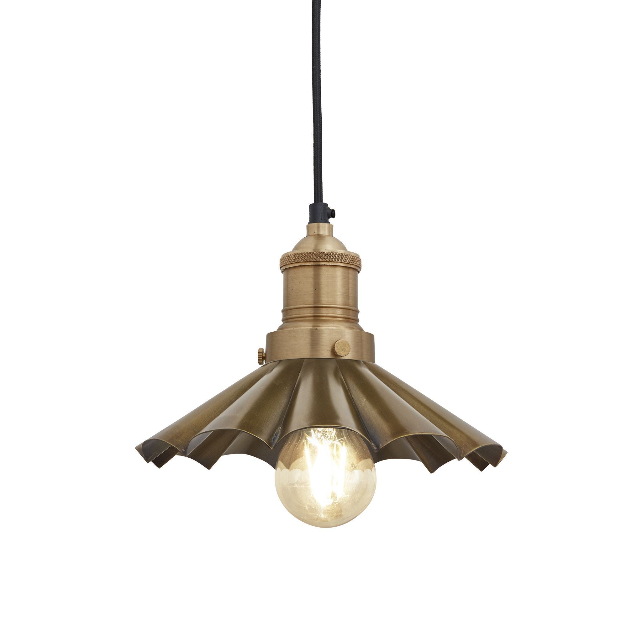 Industville Brooklyn Umbrella Pendant - 8 Inch - Brass-Ceiling Lights-Yester Home