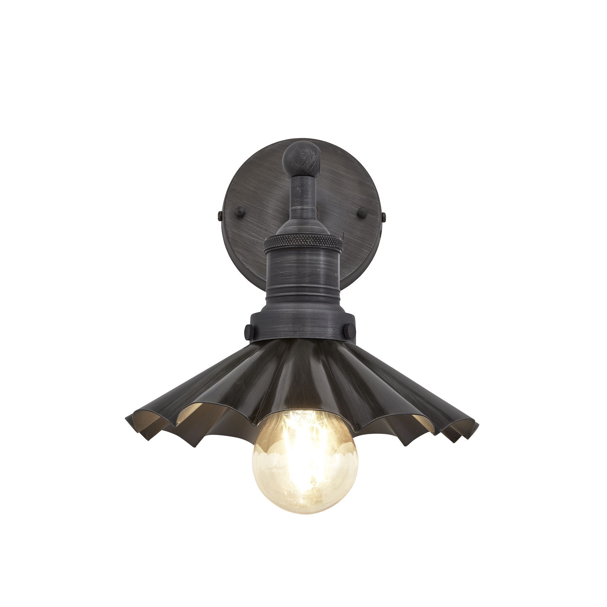 Industville Brooklyn Umbrella Wall Light - 8 Inch - Pewter-Wall Lights-Yester Home