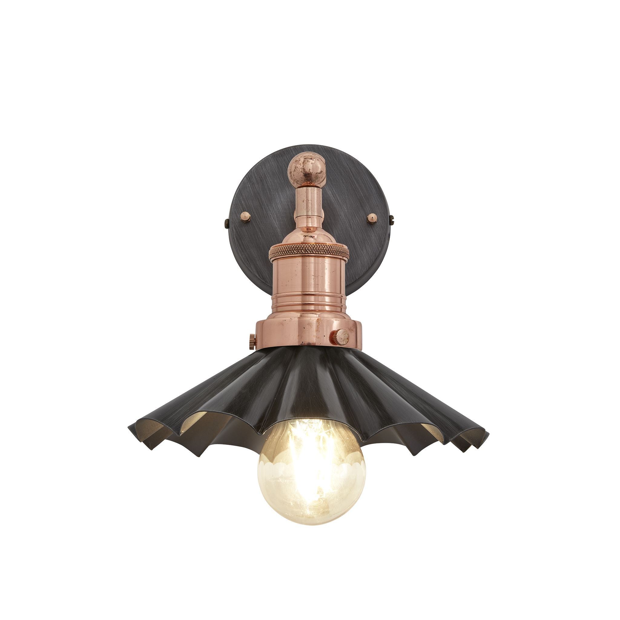 Industville Brooklyn Umbrella Wall Light - 8 Inch - Pewter-Wall Lights-Yester Home