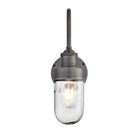 Industville Swan Neck Outdoor & Bathroom Wall Light - Pewter - Tube Glass-Outdoor Lighting-Yester Home