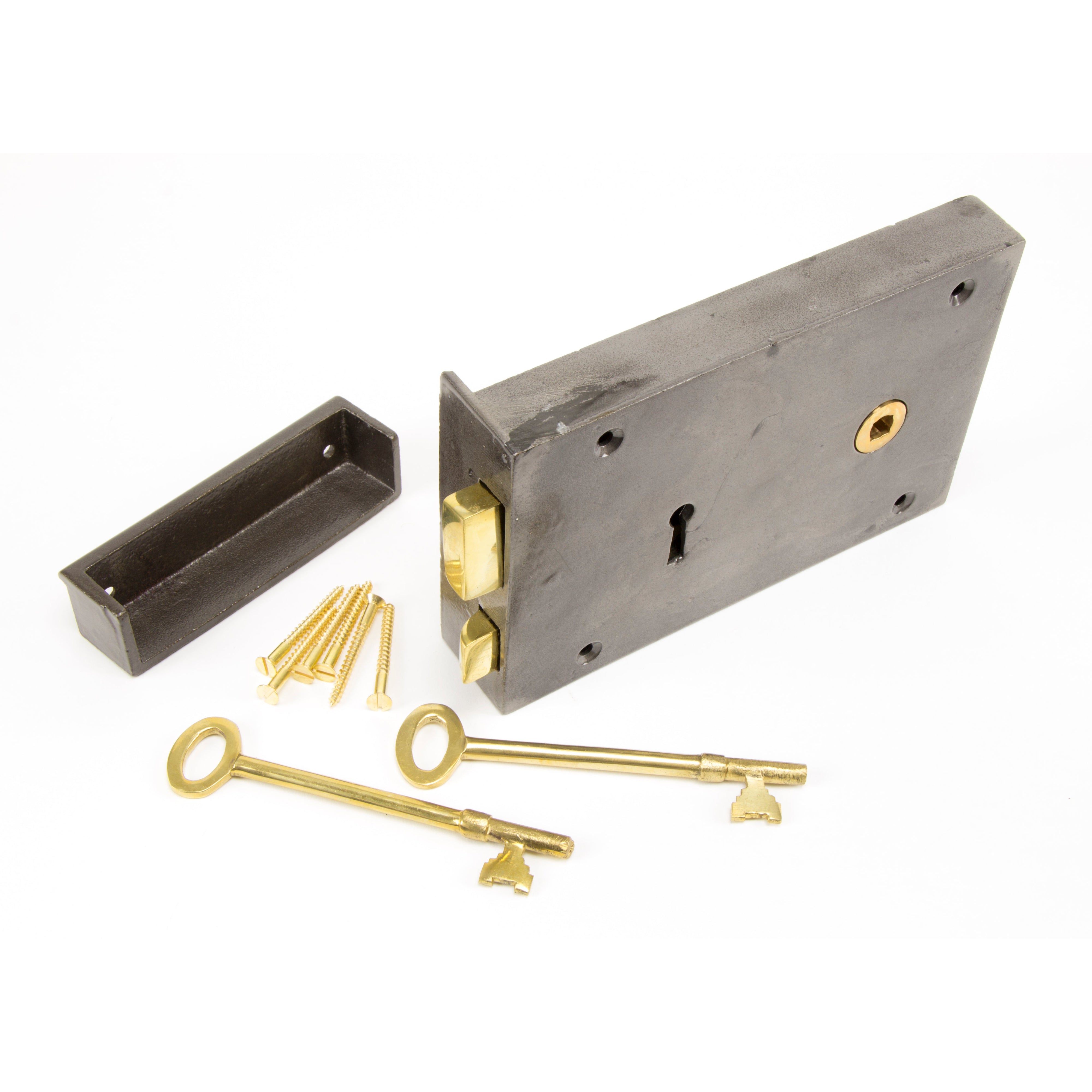 Iron Right Hand Rim Lock - Large | From The Anvil-Rim Locks & Latches-Yester Home