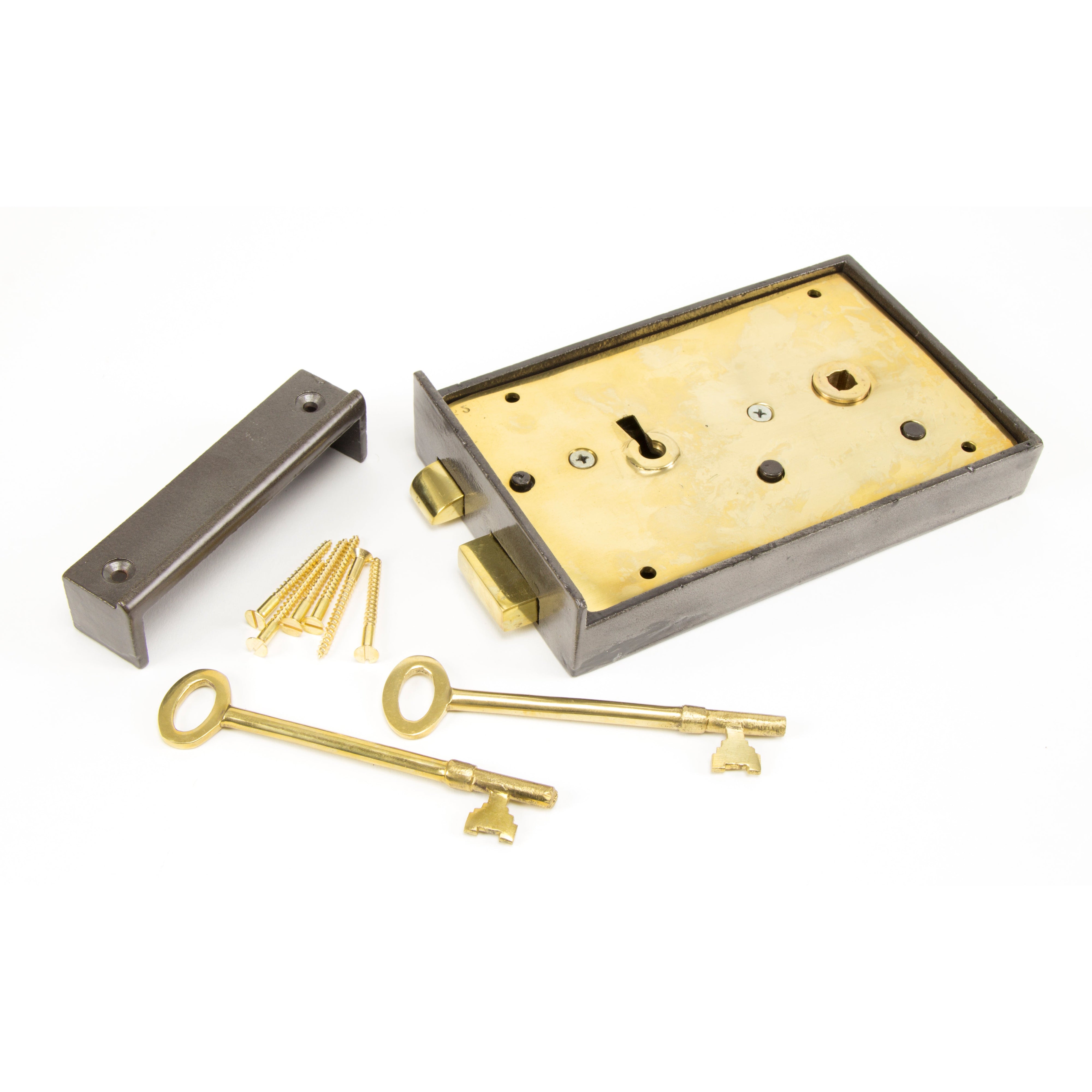 Iron Right Hand Rim Lock - Large | From The Anvil-Rim Locks & Latches-Yester Home