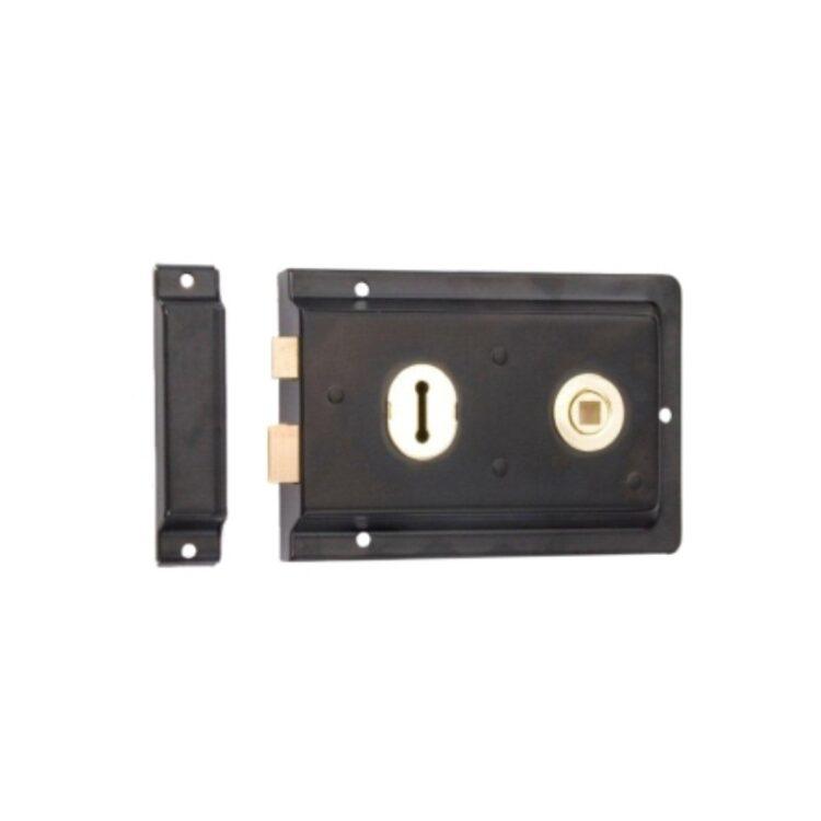 Iron Rim Lock - Fluted EXB Black-Rim Locks-Yester Home
