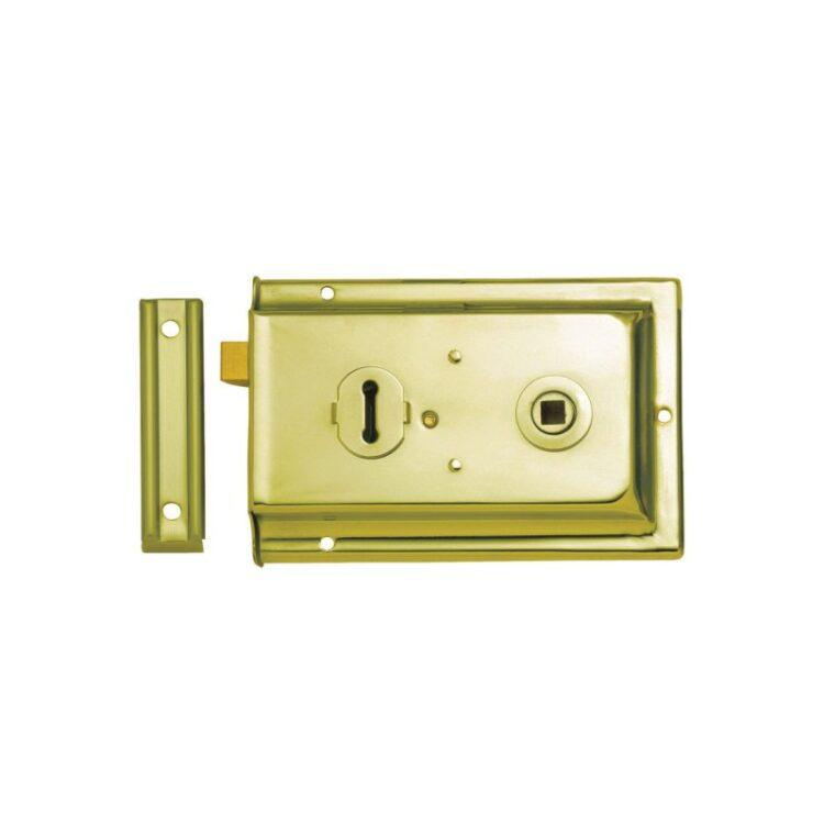 Iron Rim Lock - Fluted Electro Brass-Rim Locks-Yester Home