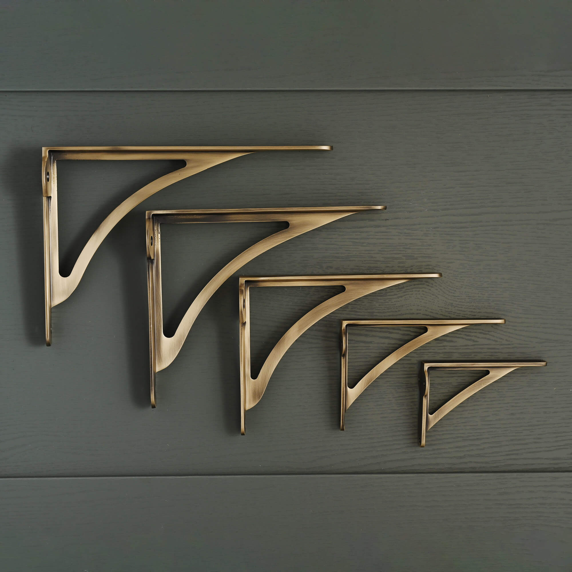 Ironbridge Aged Brushed Brass Shelf Brackets | 4.5/6/7/8/10" - Brass Shelf Brackets - Yester Home - Yester Home