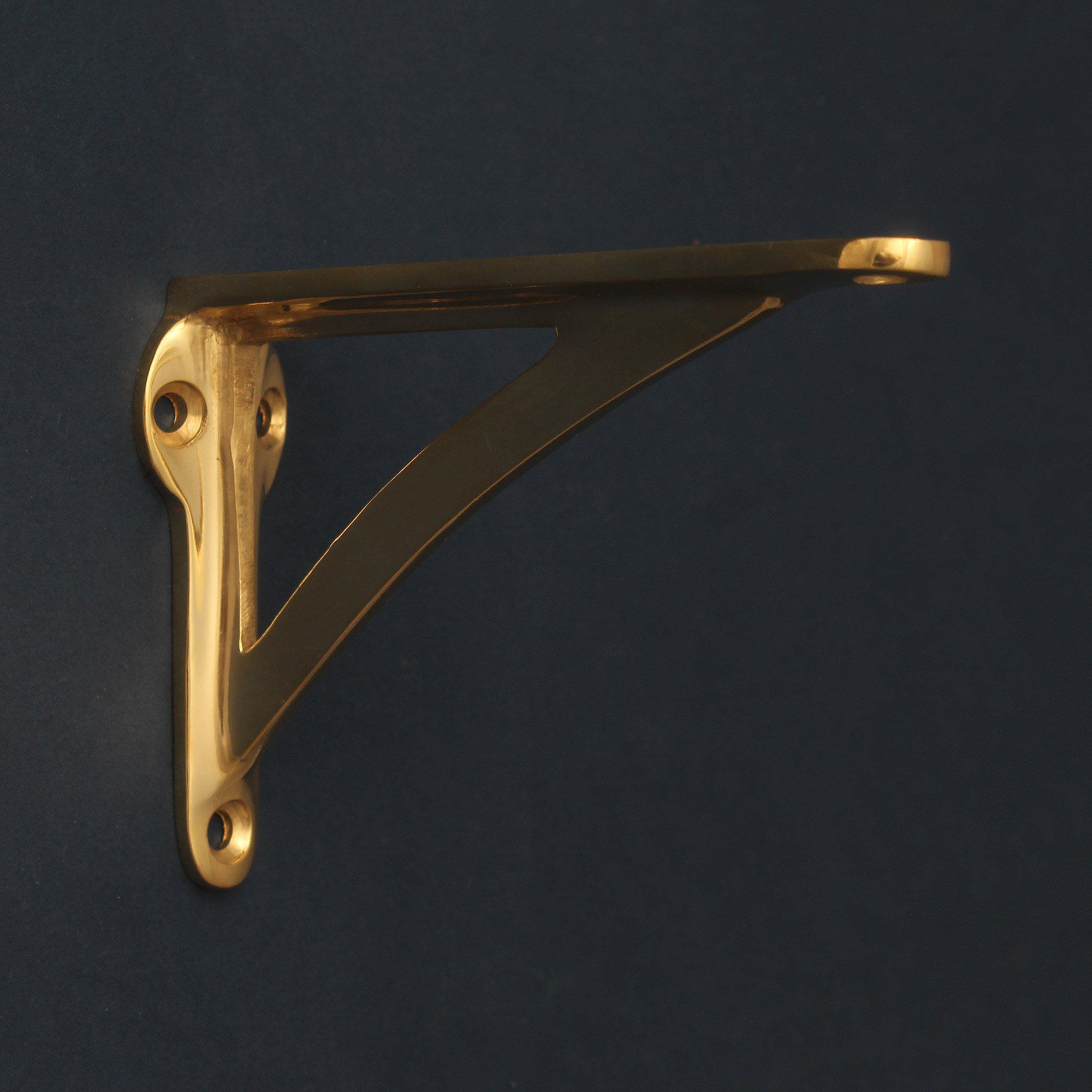 Ironbridge Polished Brass Shelf Brackets | 4.5/6/7/8/10"-Brass Shelf Brackets-Yester Home