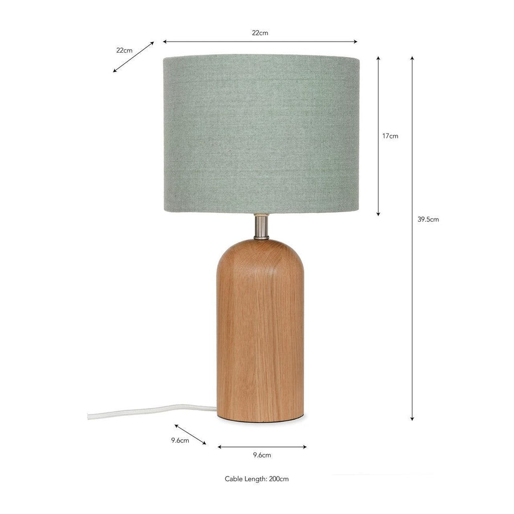 Kingsbury Table Lamp with Shade in Thistle Green - Oak