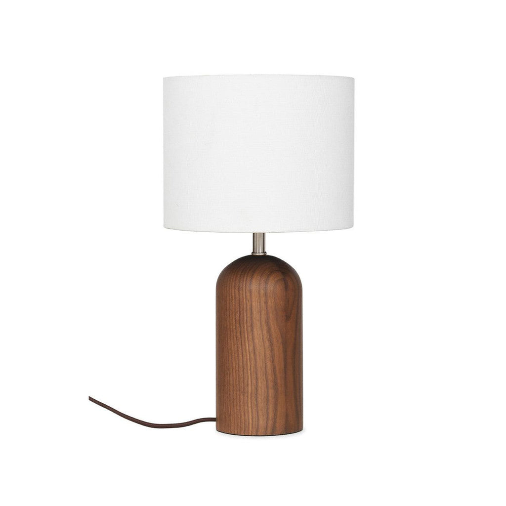 Kingsbury Table Lamp with Shade in White - Walnut