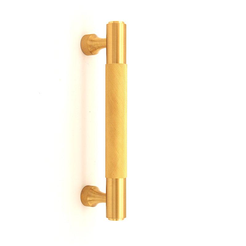 Knurled Bar Handles Medium Satin Brass-Cabinet Handles-Yester Home
