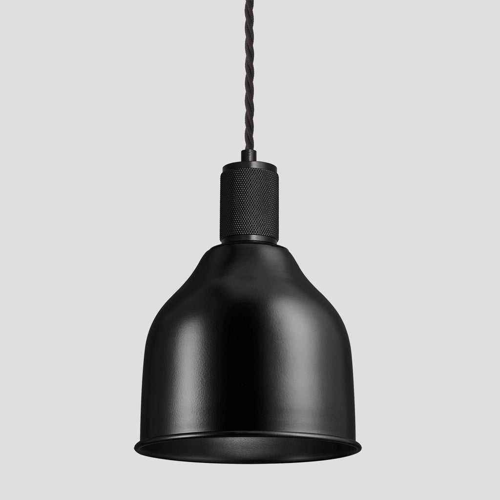 Knurled Cone Pendant Light - 7 Inch - Black