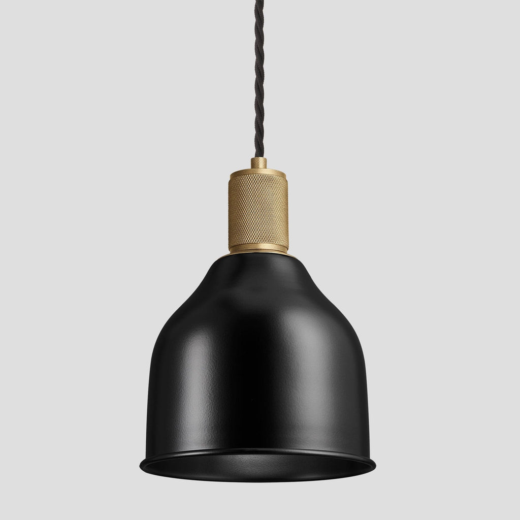 Knurled Cone Pendant Light - 7 Inch - Black-Ceiling Lights-Yester Home
